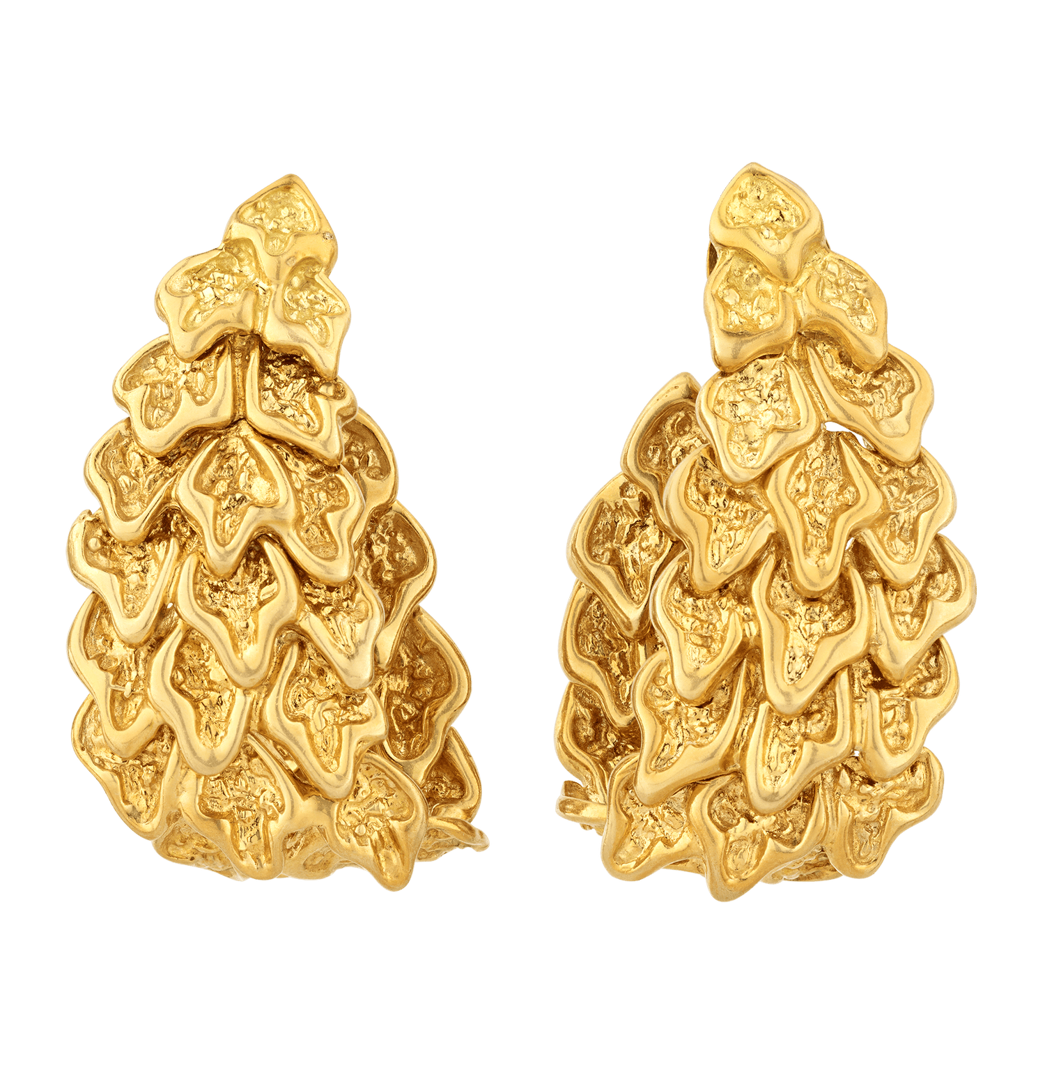 18K Gold Stylized Leaf Earrings