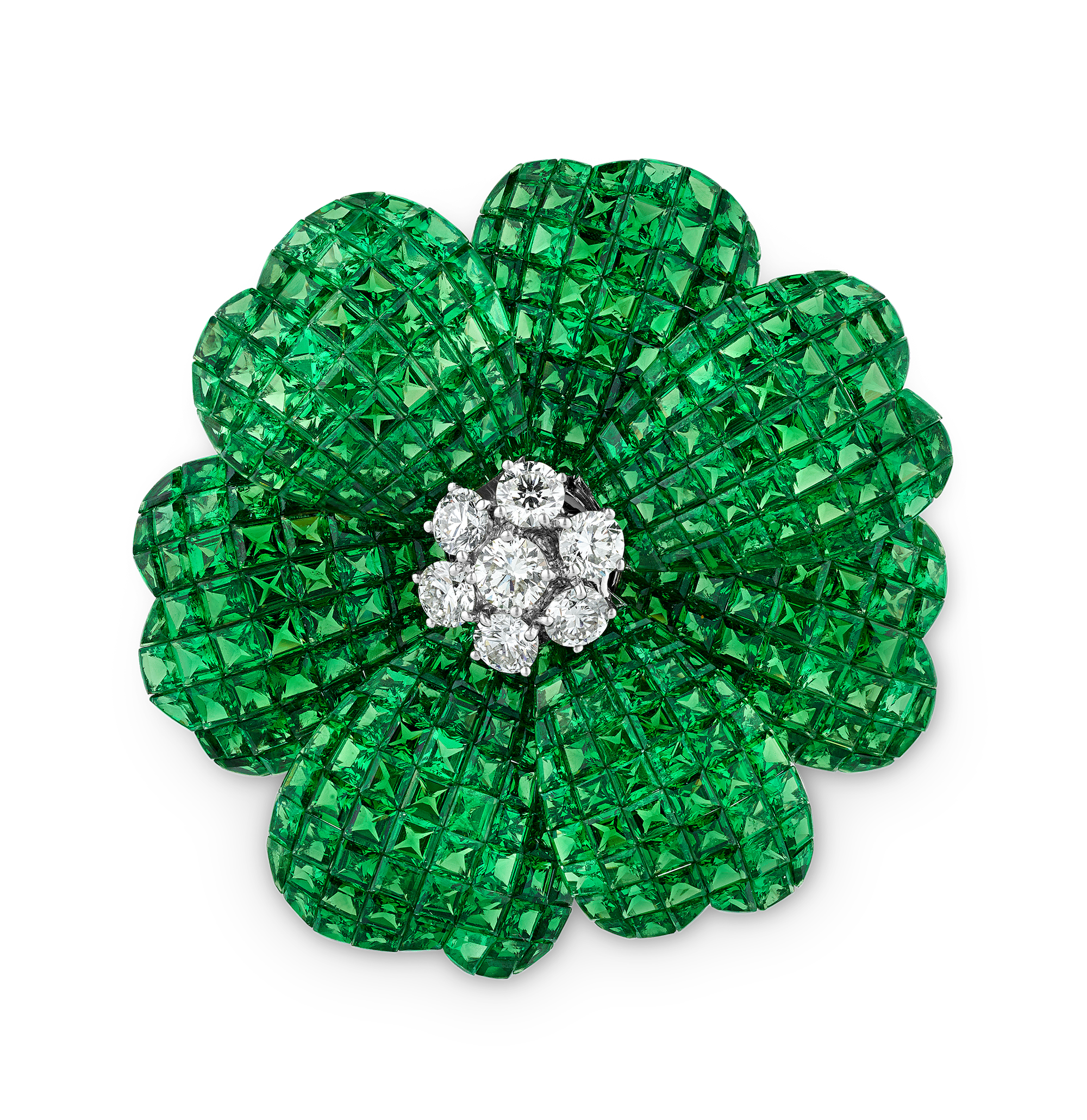 Tsavorite Flower Brooch, 50.18 carats