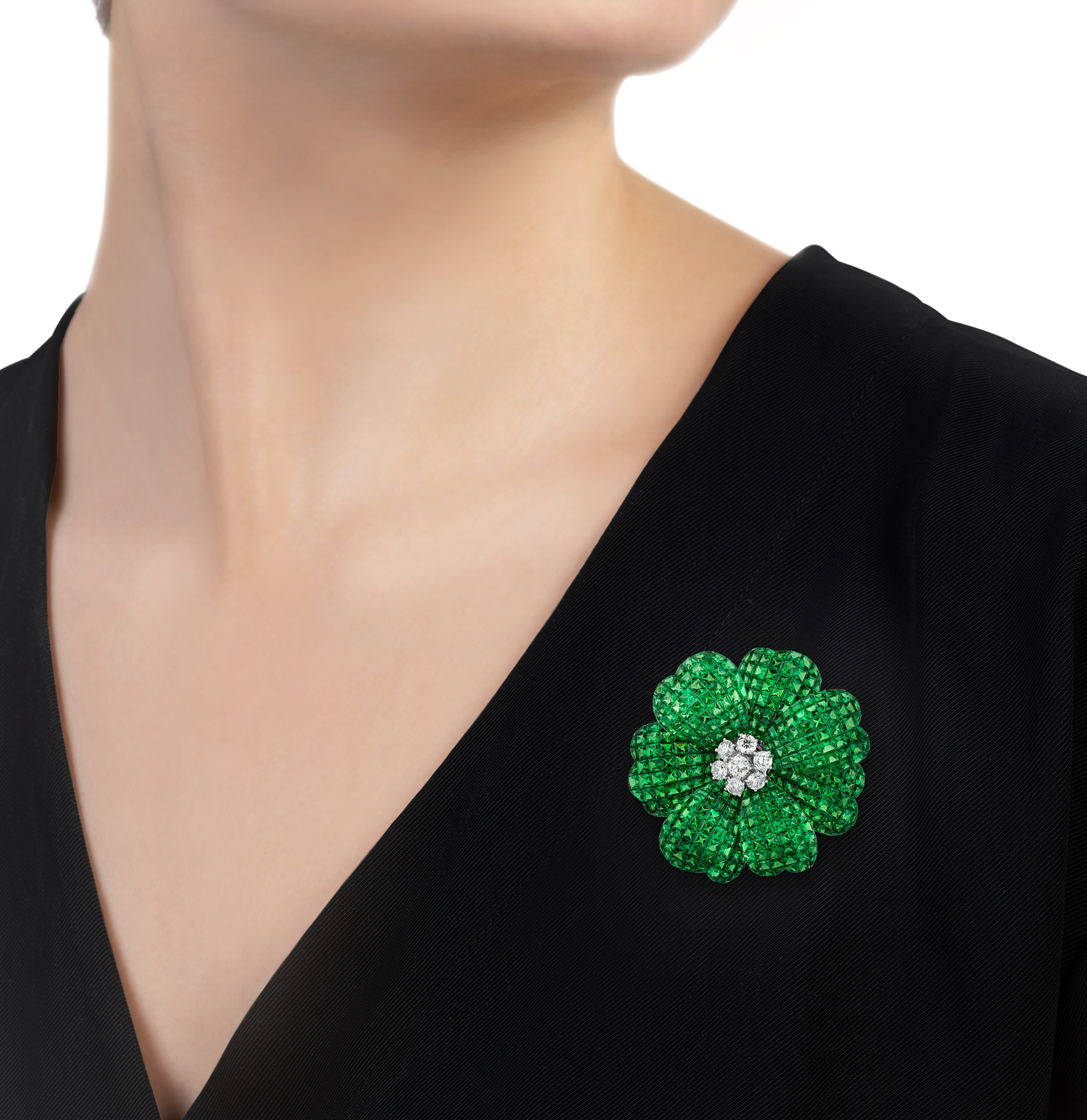 Tsavorite Flower Brooch, 50.18 carats