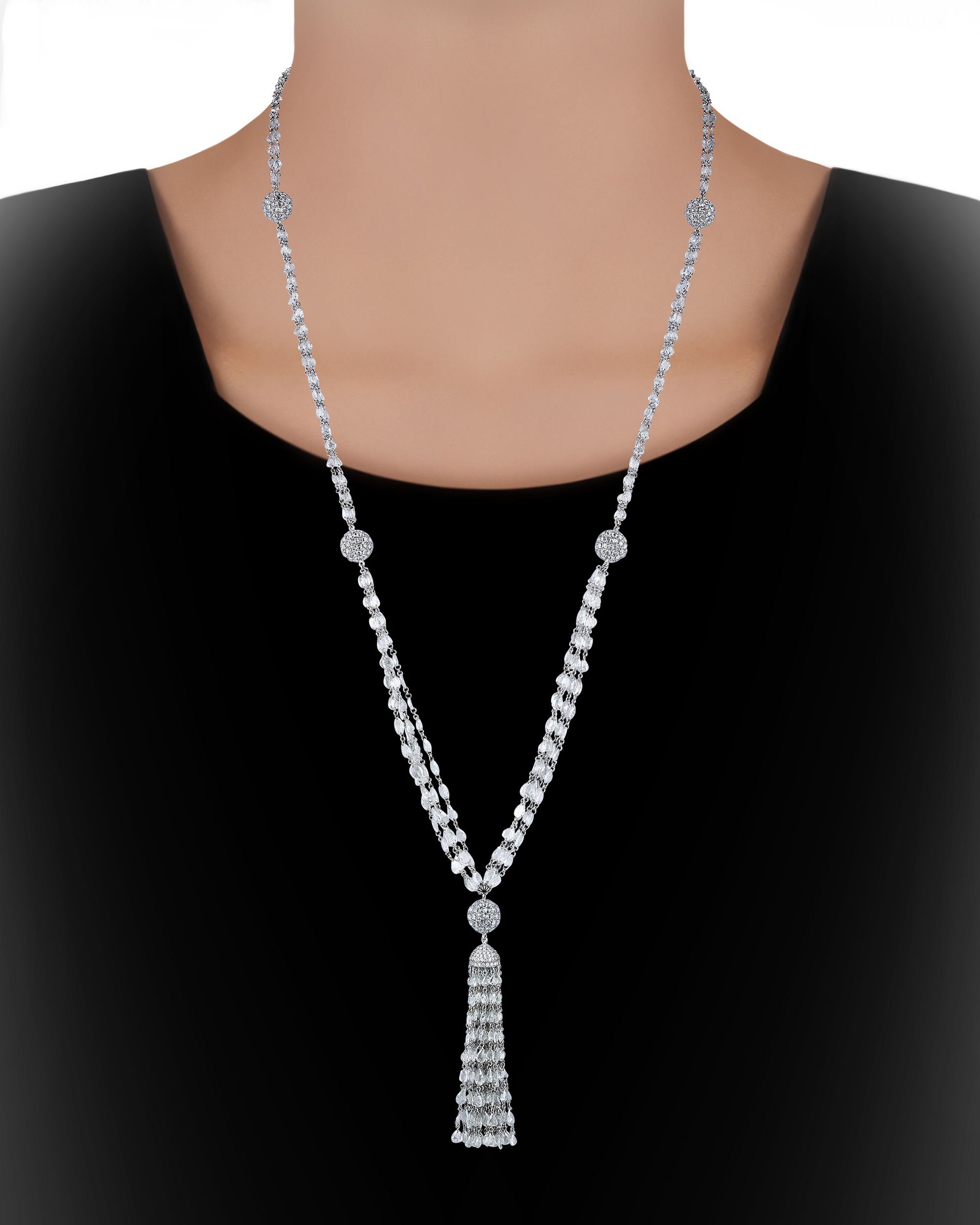 Diamond Tassel Necklace, 53.94 carats