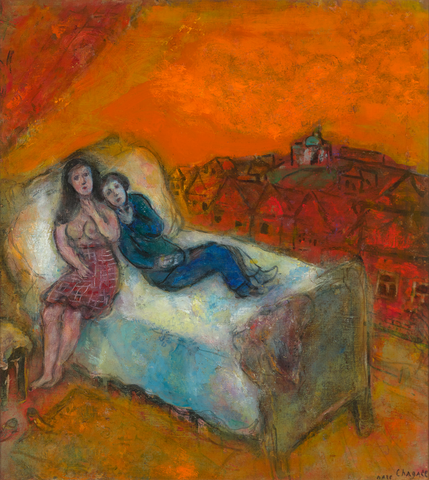 Couple sur le lit by Marc Chagall