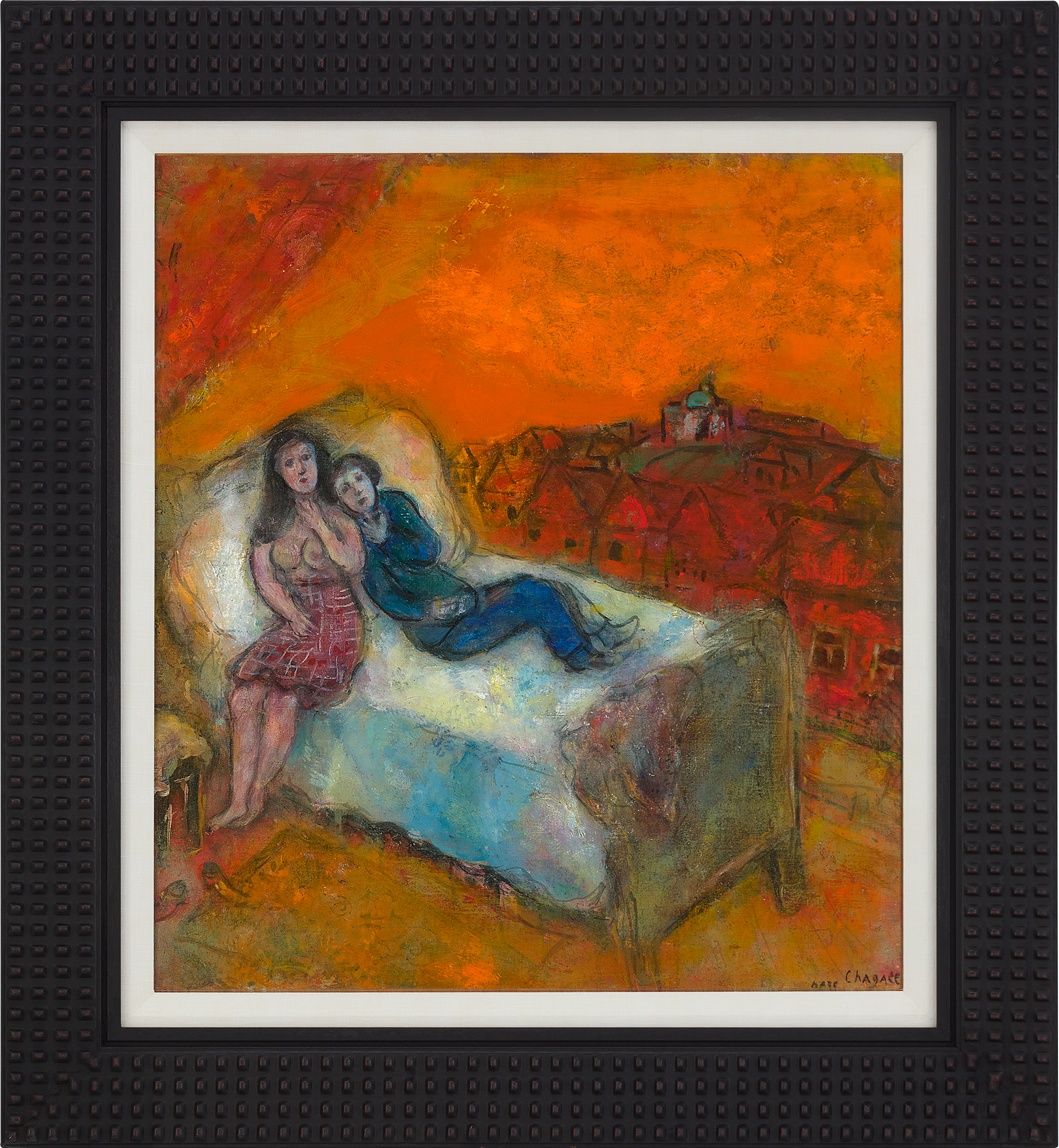 Couple sur le lit by Marc Chagall