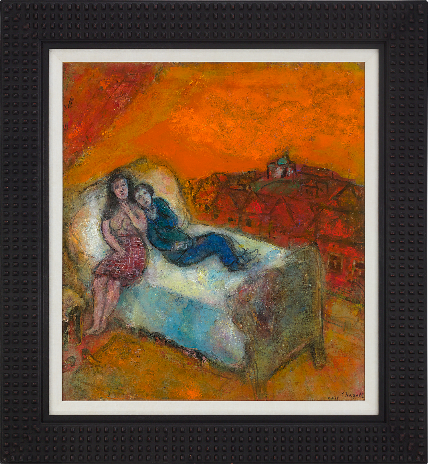 Couple sur le lit by Marc Chagall