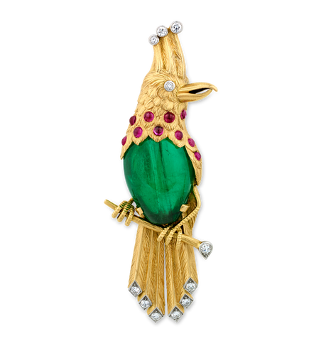 Cartier Colombian Emerald Bird Brooch, 45.00 carats