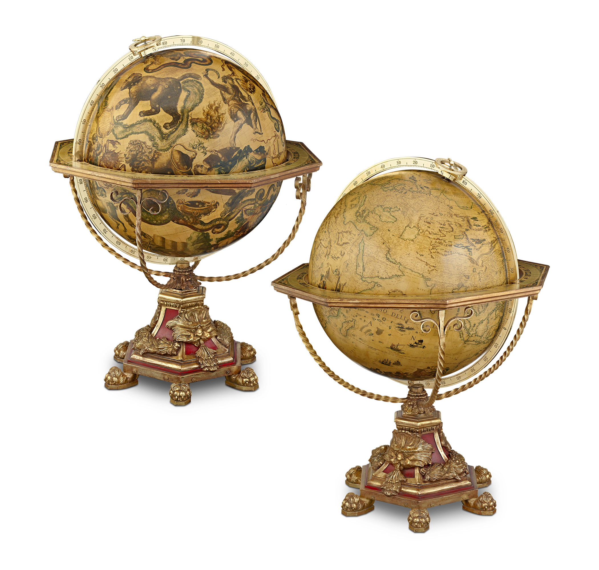 Pair of 32" Terrestrial and Celestial Globes