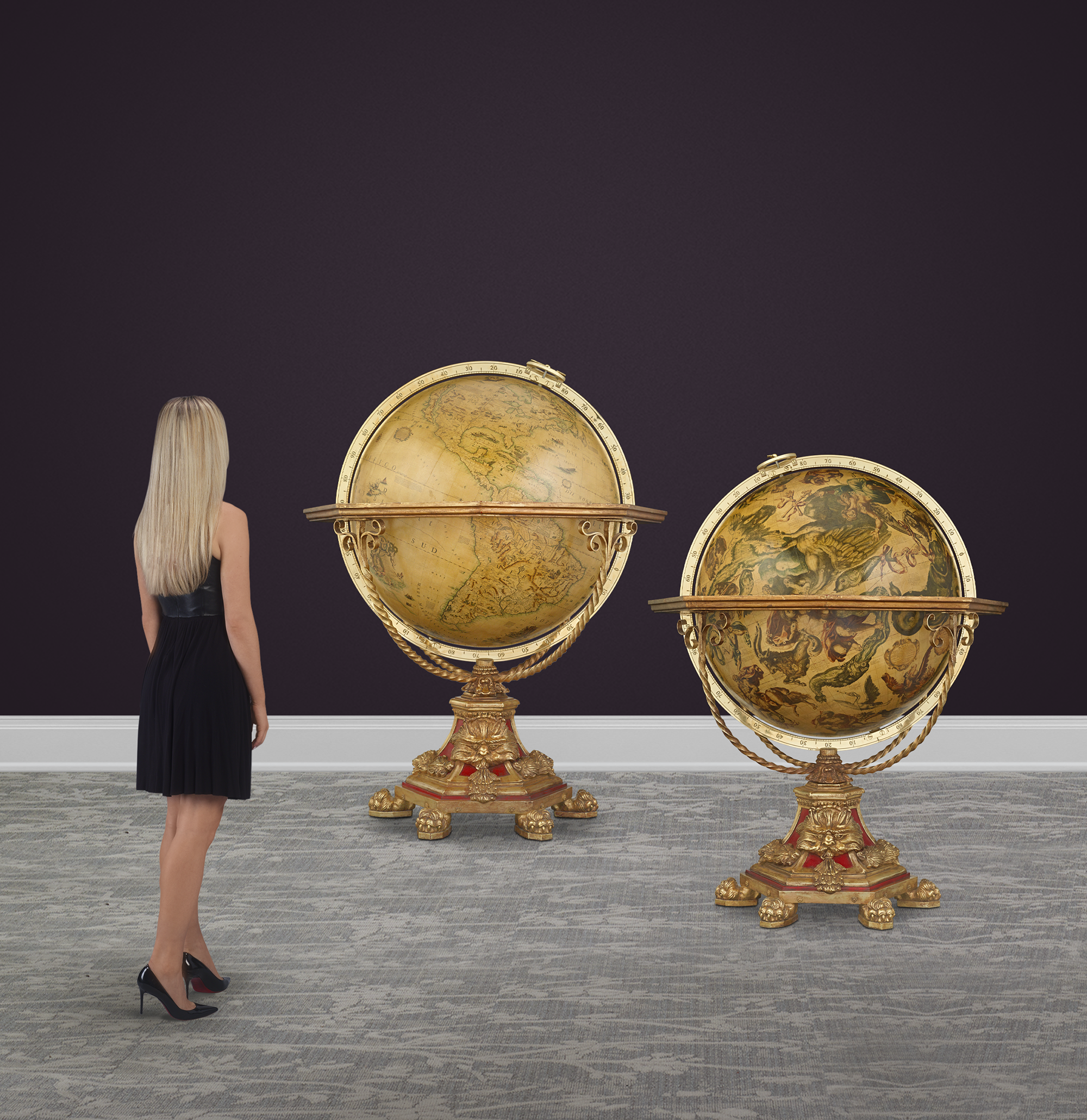 Pair of 32" Terrestrial and Celestial Globes