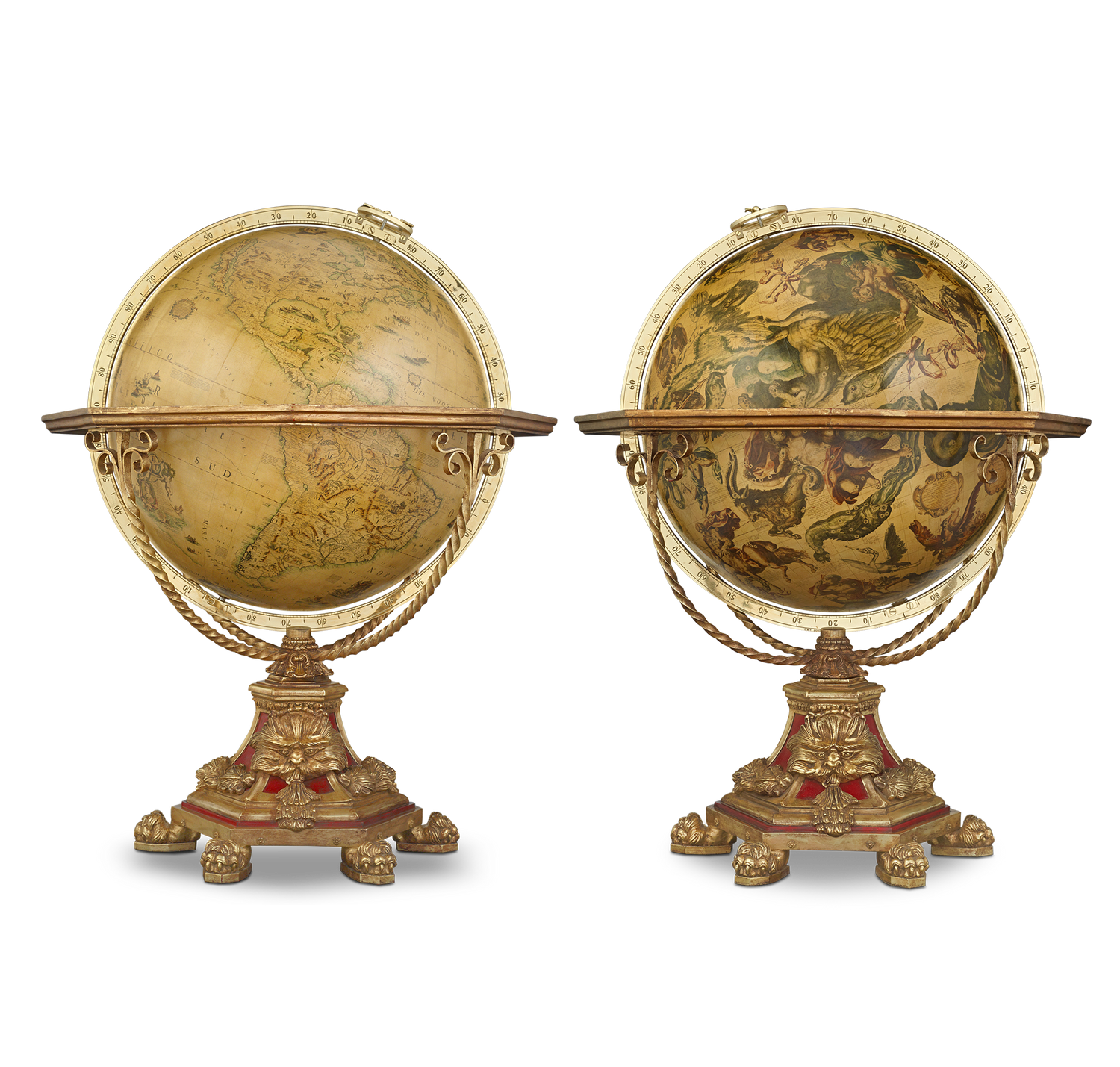 Pair of 32" Terrestrial and Celestial Globes