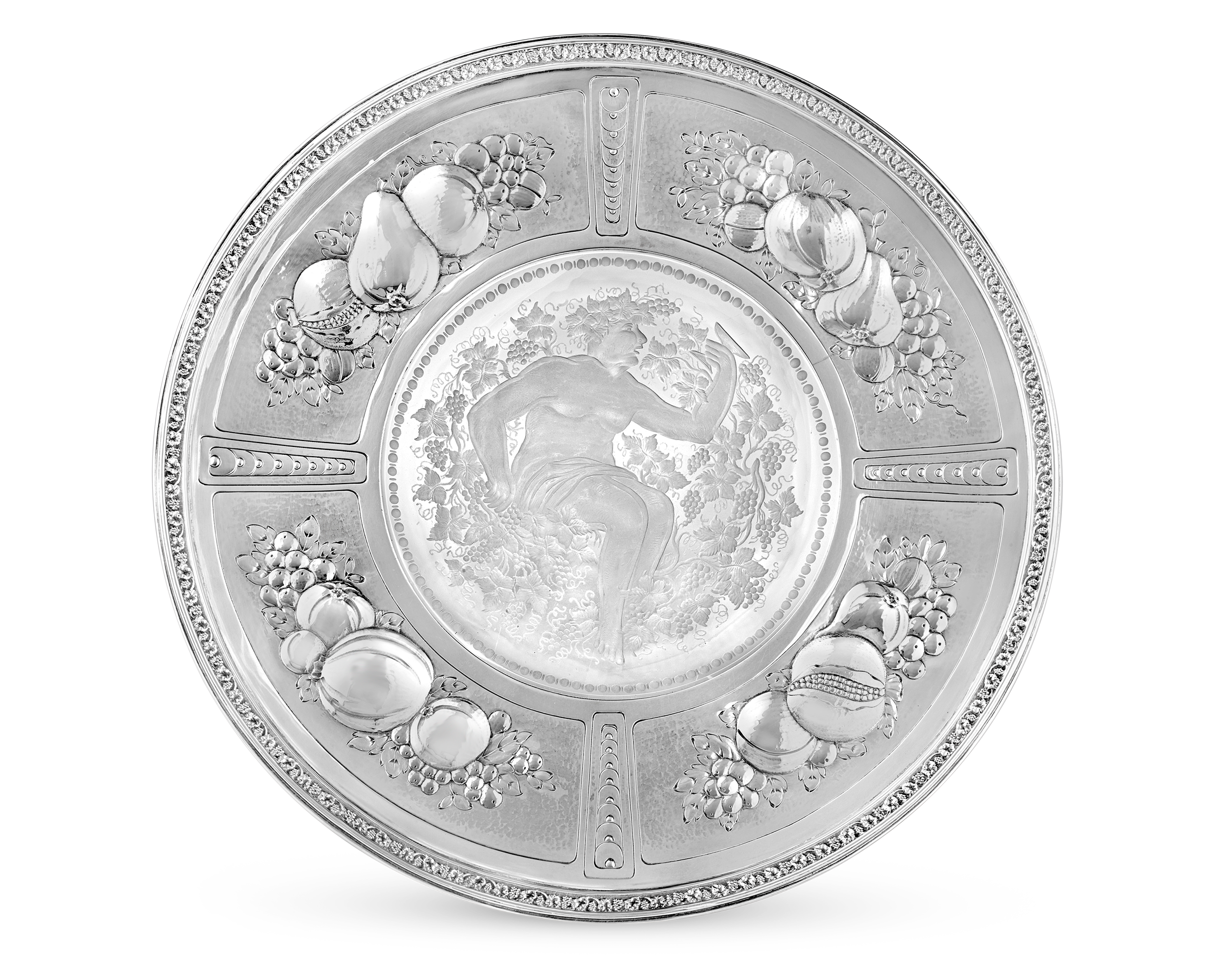 Intaglio Tray with Bacchus and Sterling Silver Trim by Sinclaire & Co.