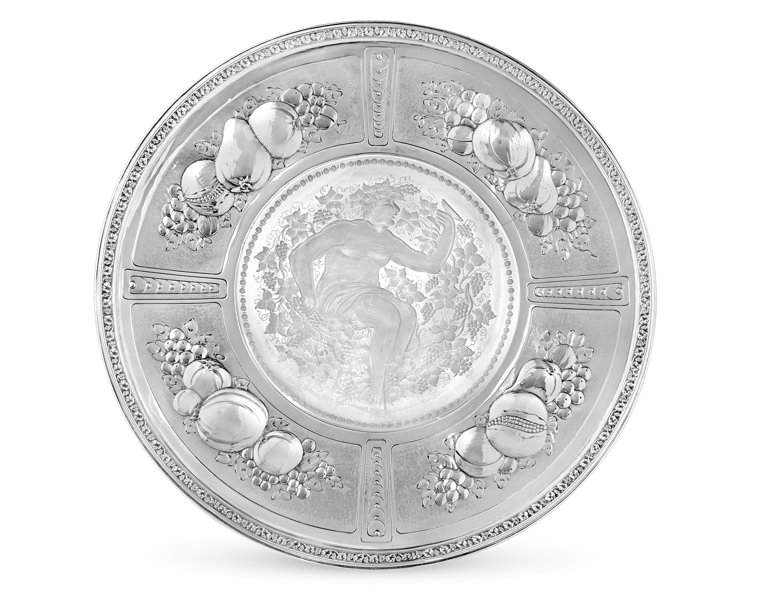 Intaglio Tray with Bacchus and Sterling Silver Trim by Sinclaire & Co.