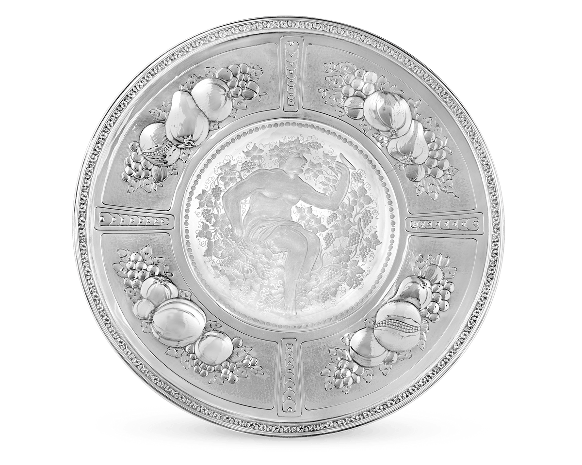 Intaglio Tray with Bacchus and Sterling Silver Trim by Sinclaire & Co.
