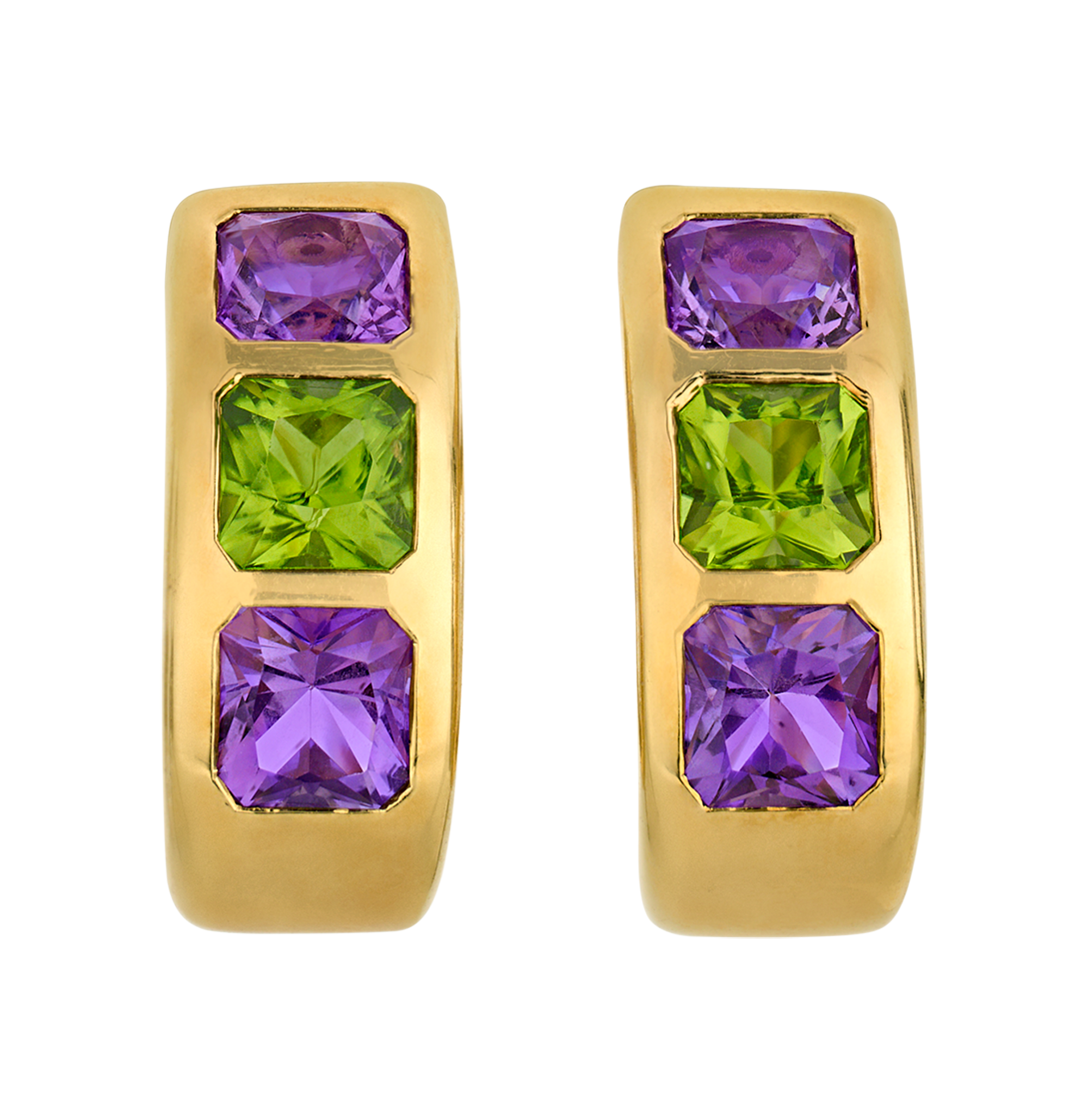 Van Cleef & Arpels Amethyst and Peridot Earrings, 18.00 Carats