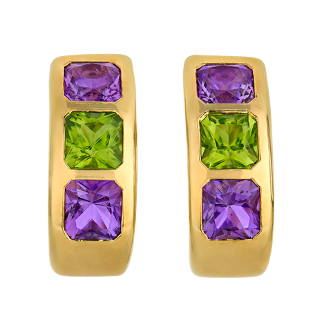 Van Cleef & Arpels Amethyst and Peridot Earrings, 18.00 Carats