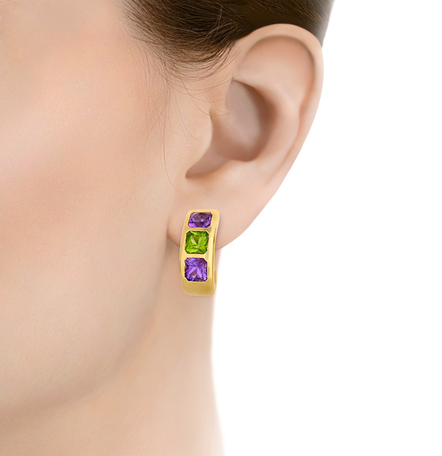 Van Cleef & Arpels Amethyst and Peridot Earrings, 18.00 Carats