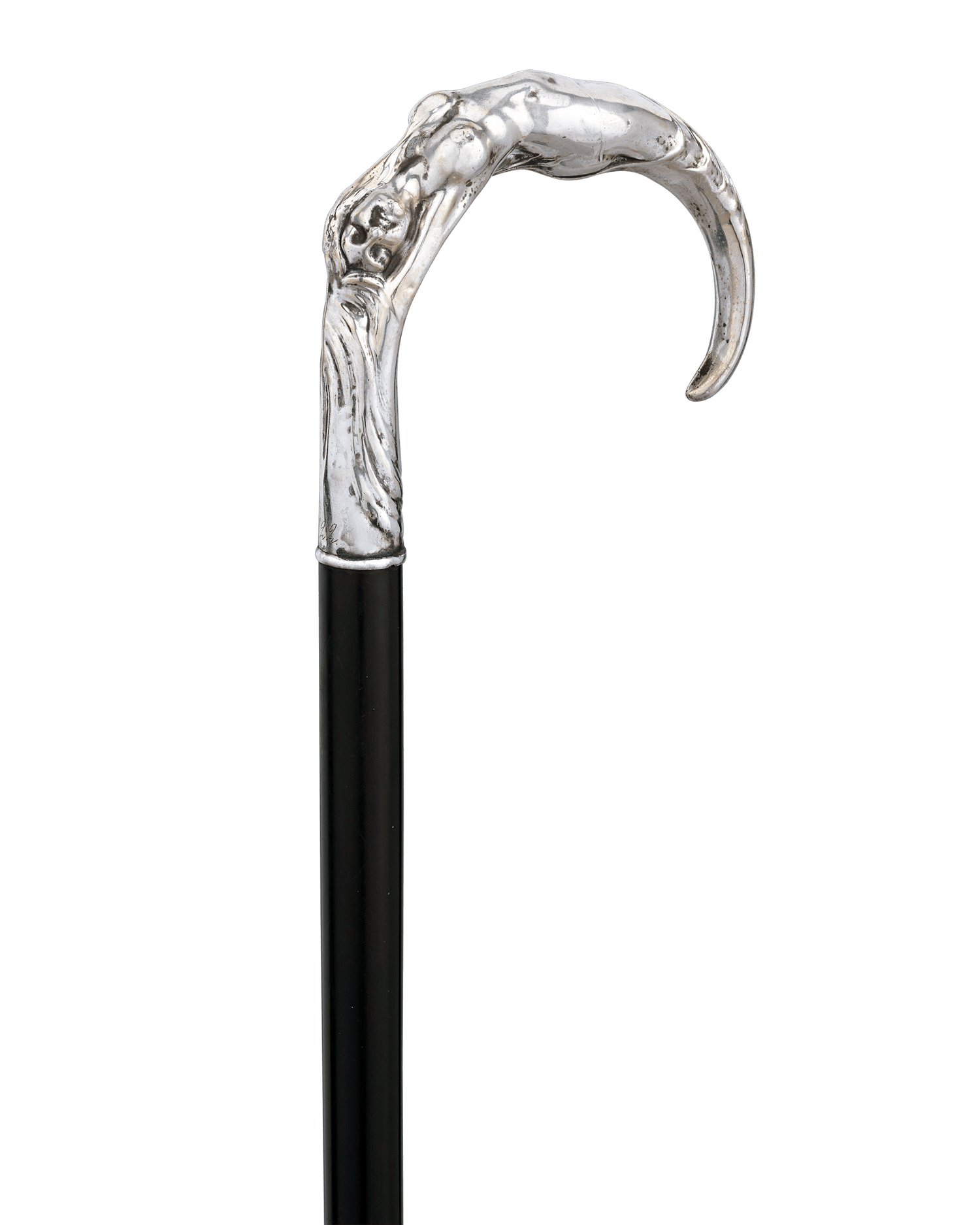 Silver Art Nouveau Nude Figure Cane