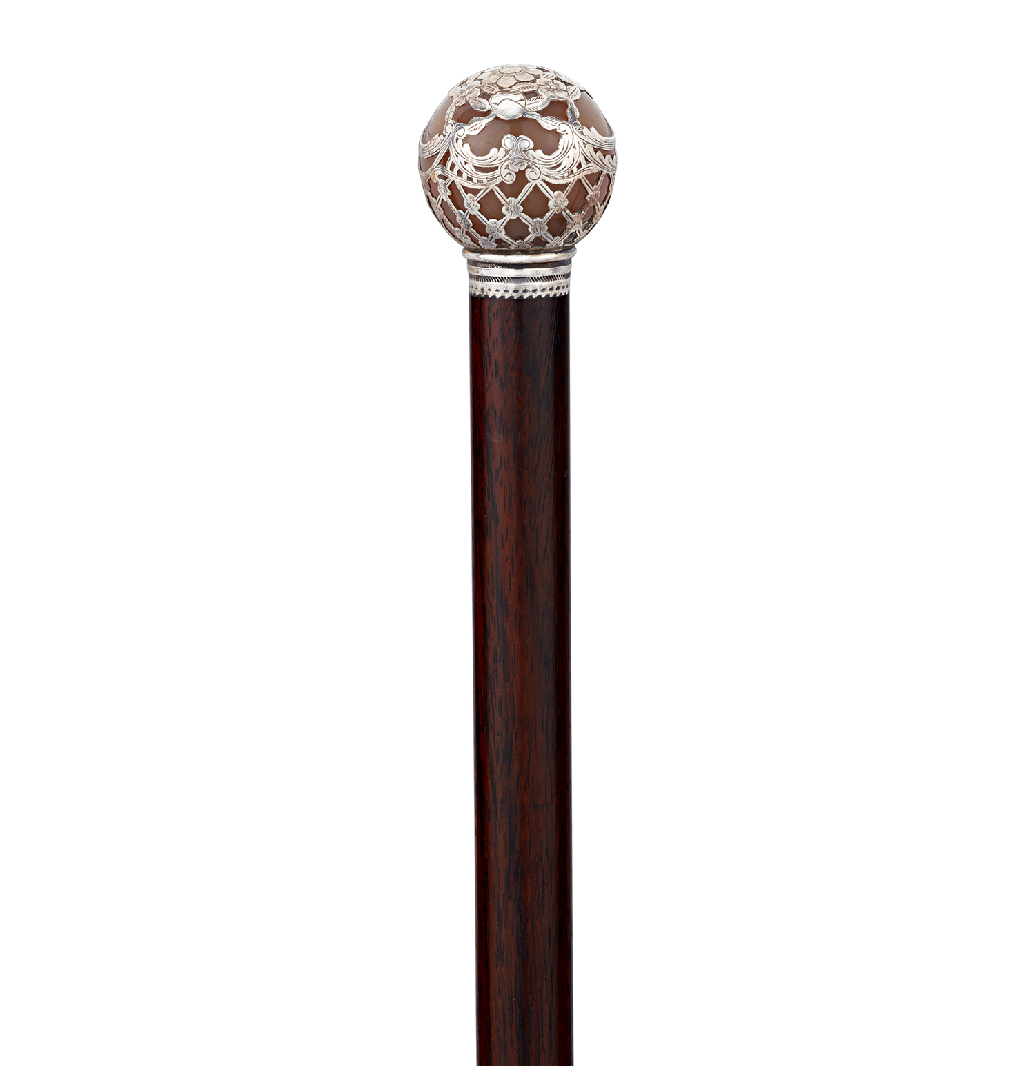 Silver Mounted Agate Dress Cane