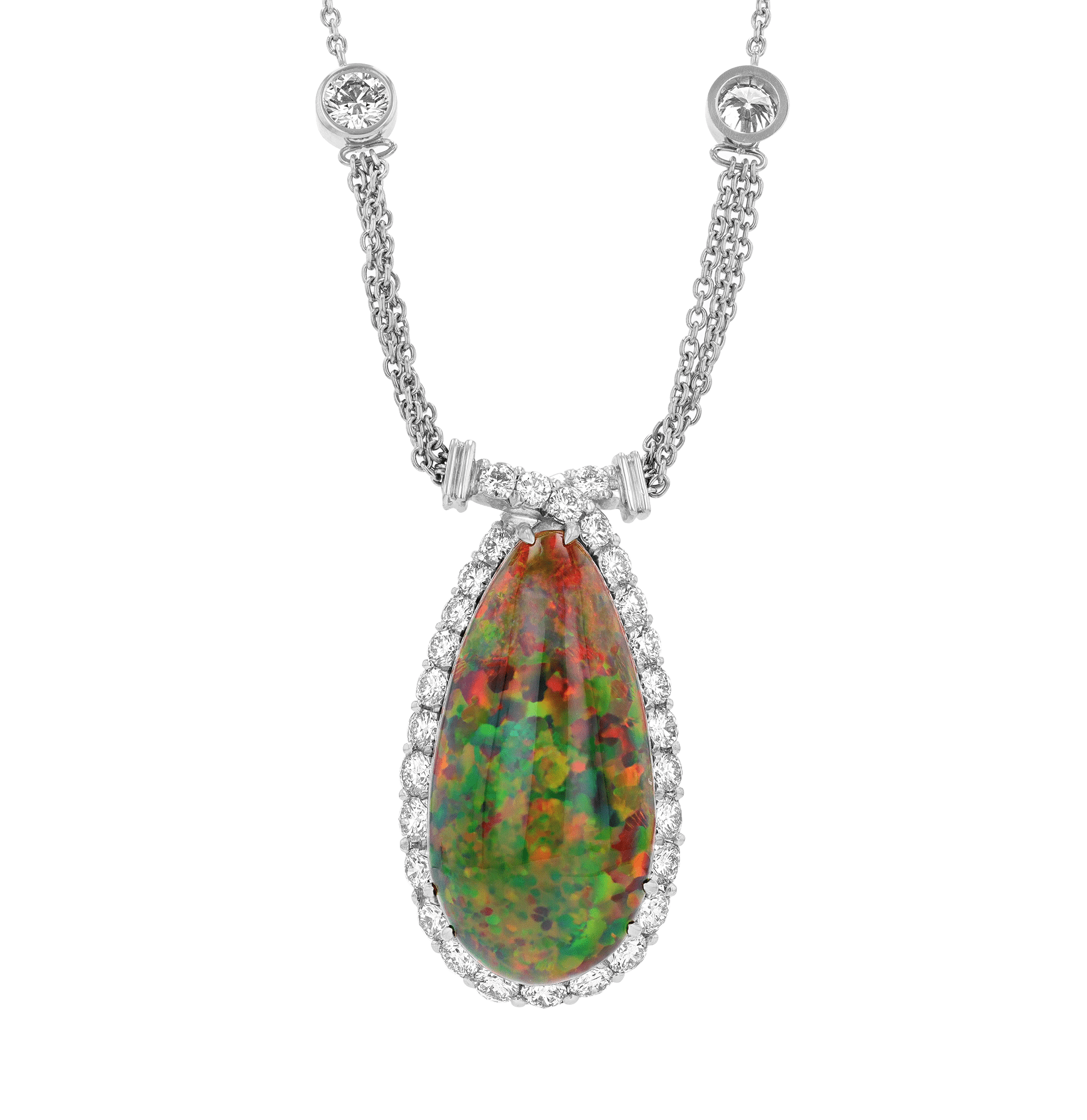 Ethiopian Cabochon Opal Necklace, 20.87 Carats