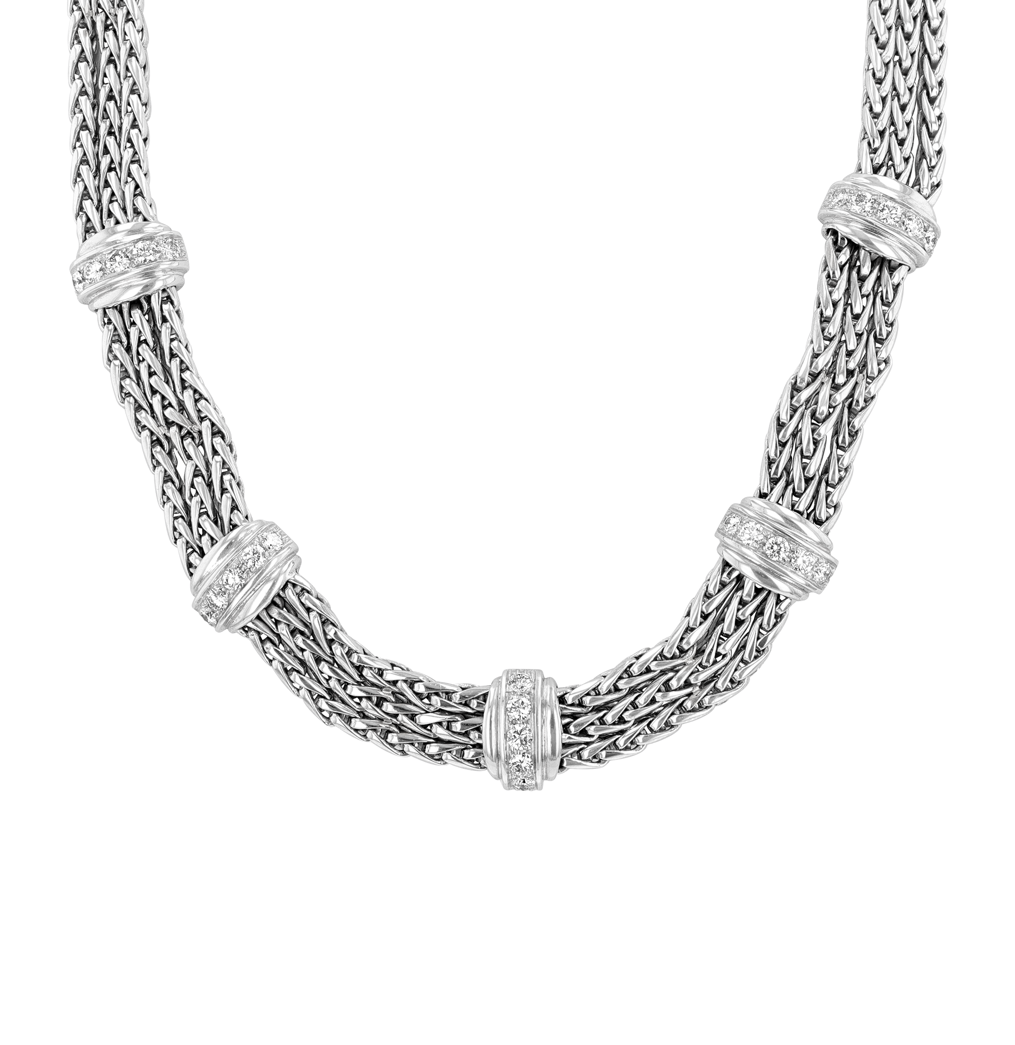 18K White Gold and Diamond Chain Necklace