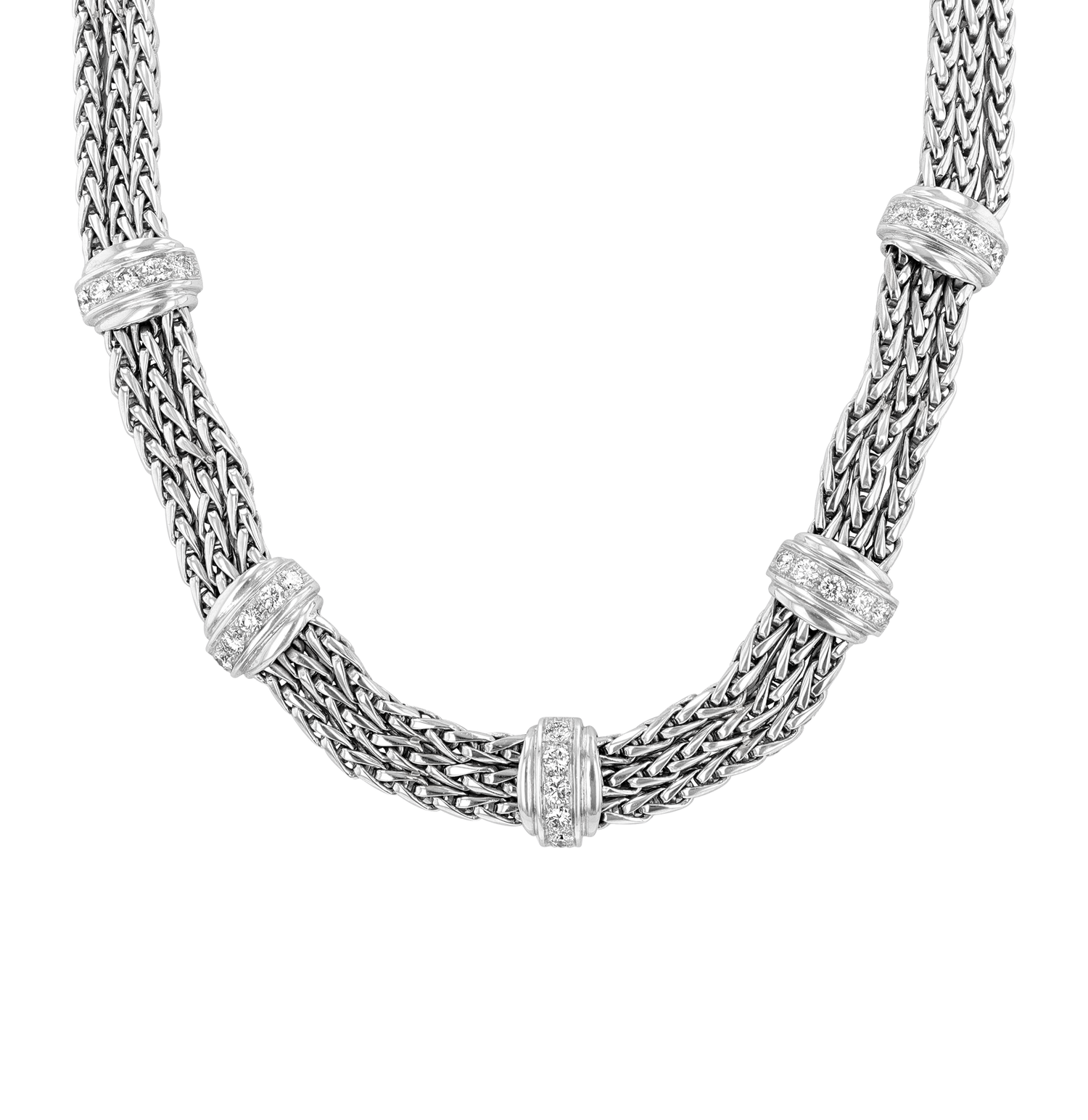 18K White Gold and Diamond Chain Necklace