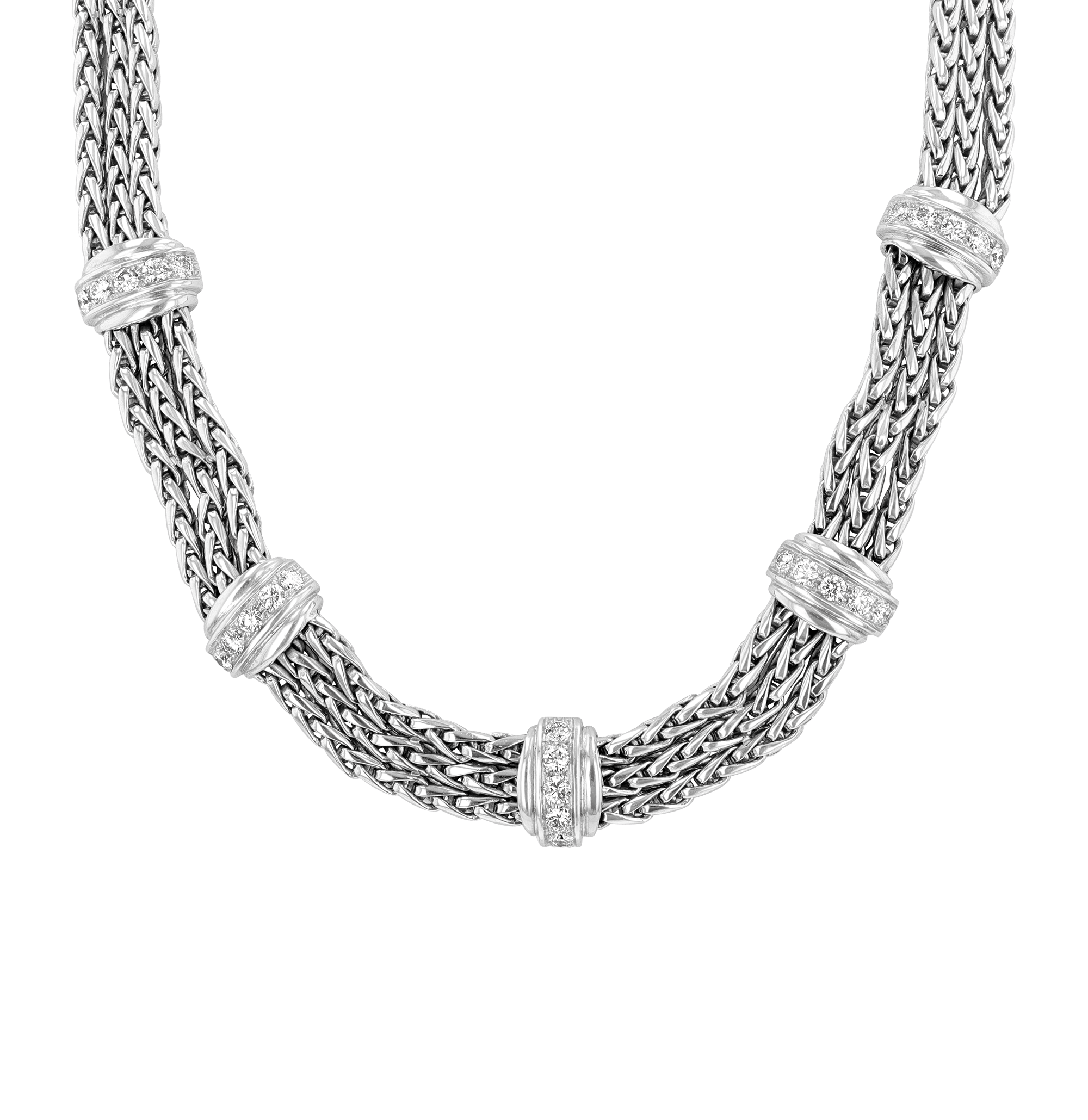 18K White Gold and Diamond Chain Necklace