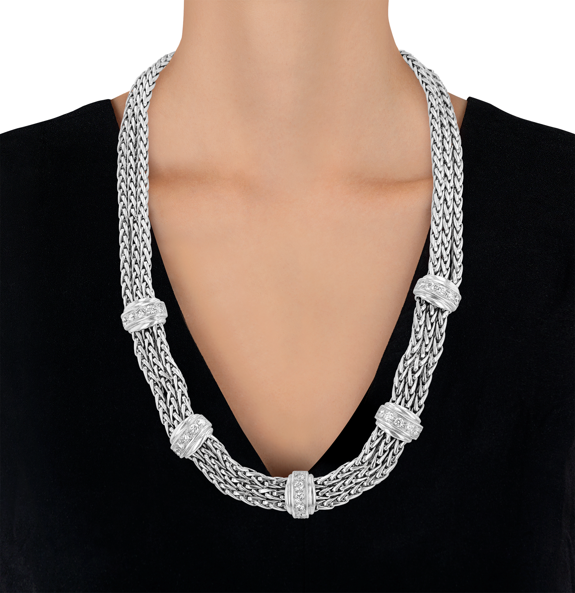 18K White Gold and Diamond Chain Necklace