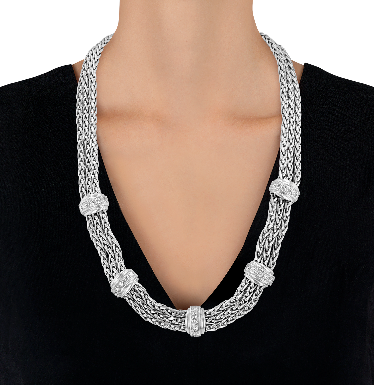 18K White Gold and Diamond Chain Necklace