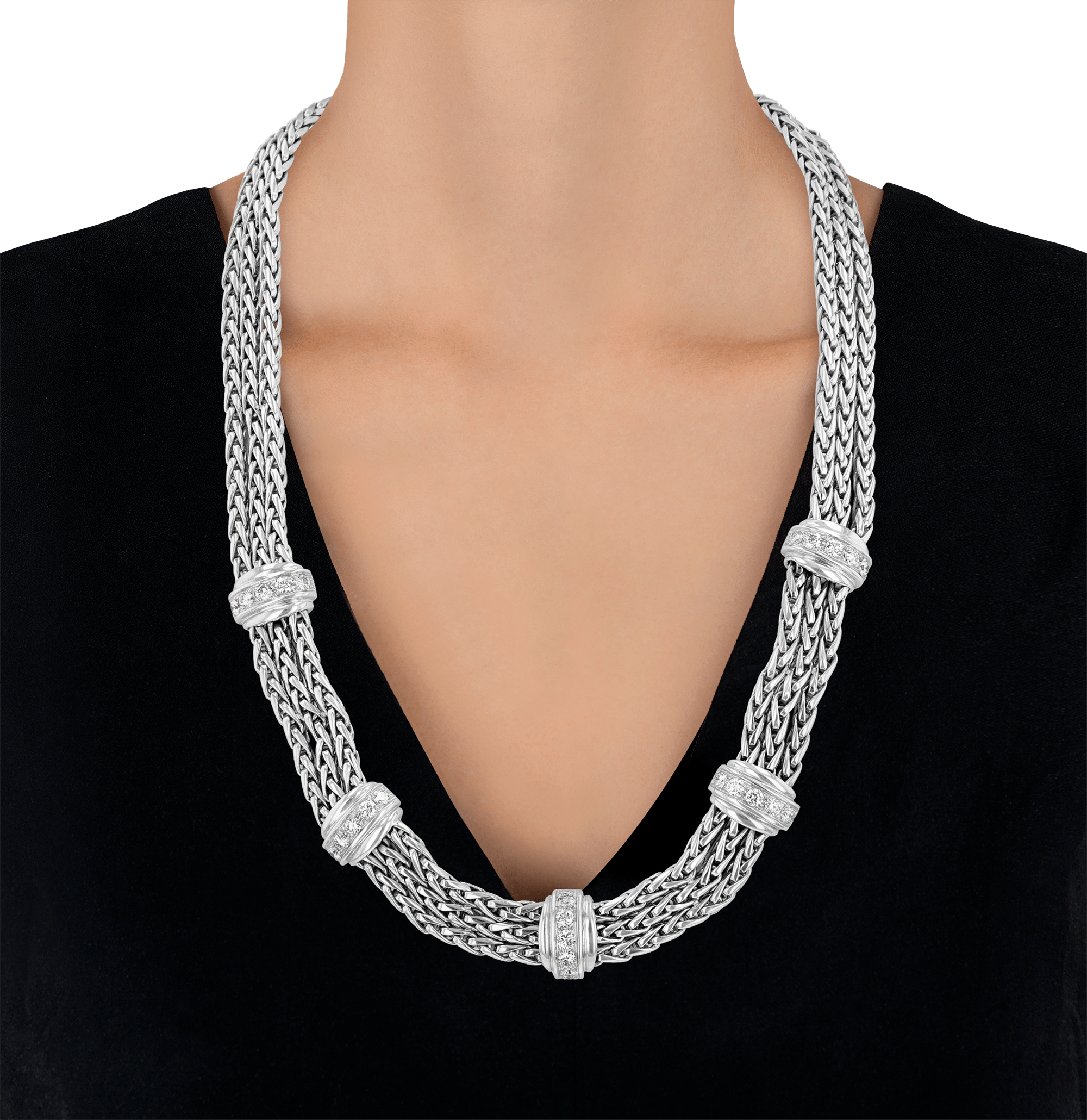18K White Gold and Diamond Chain Necklace