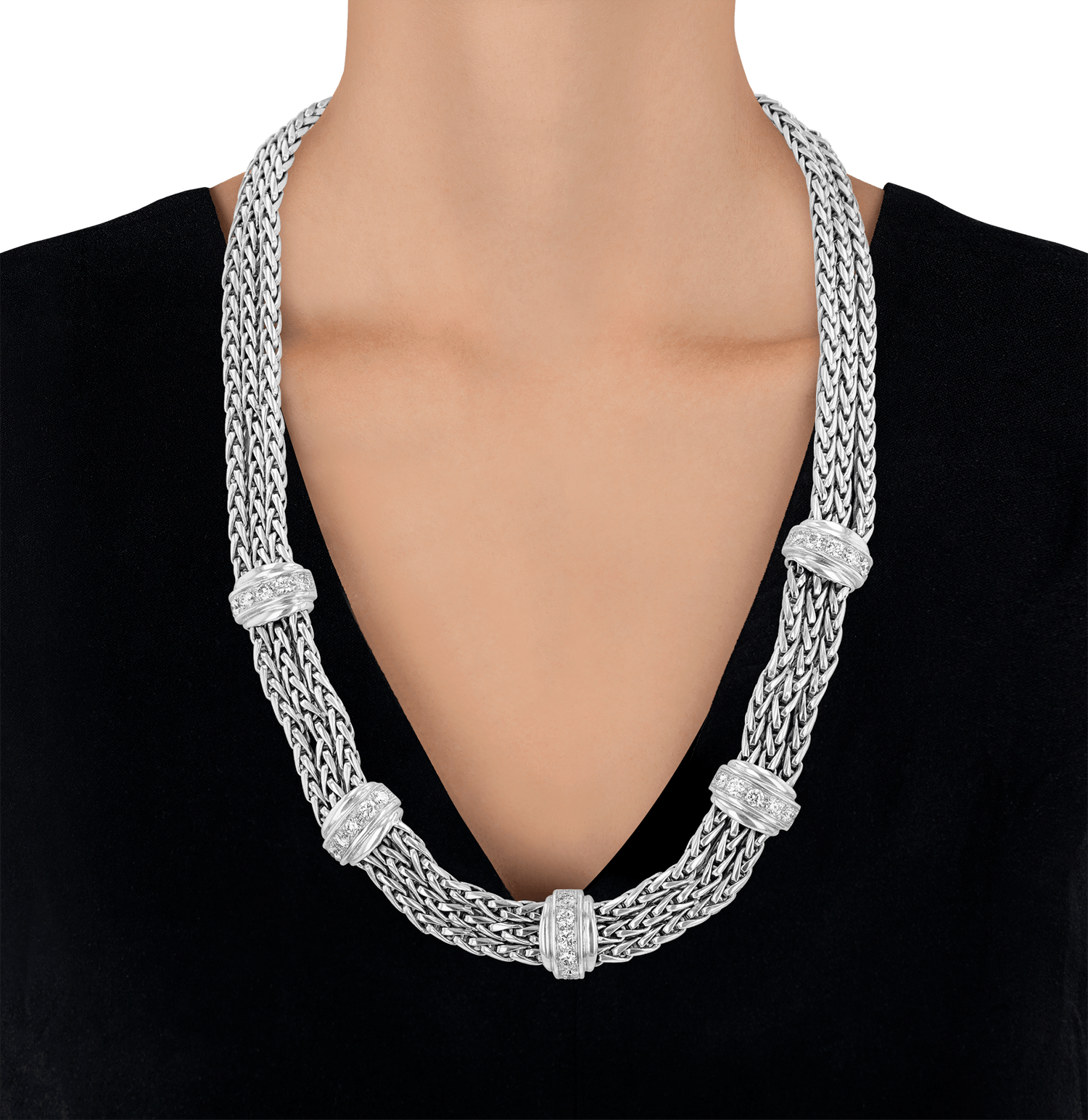 18K White Gold and Diamond Chain Necklace
