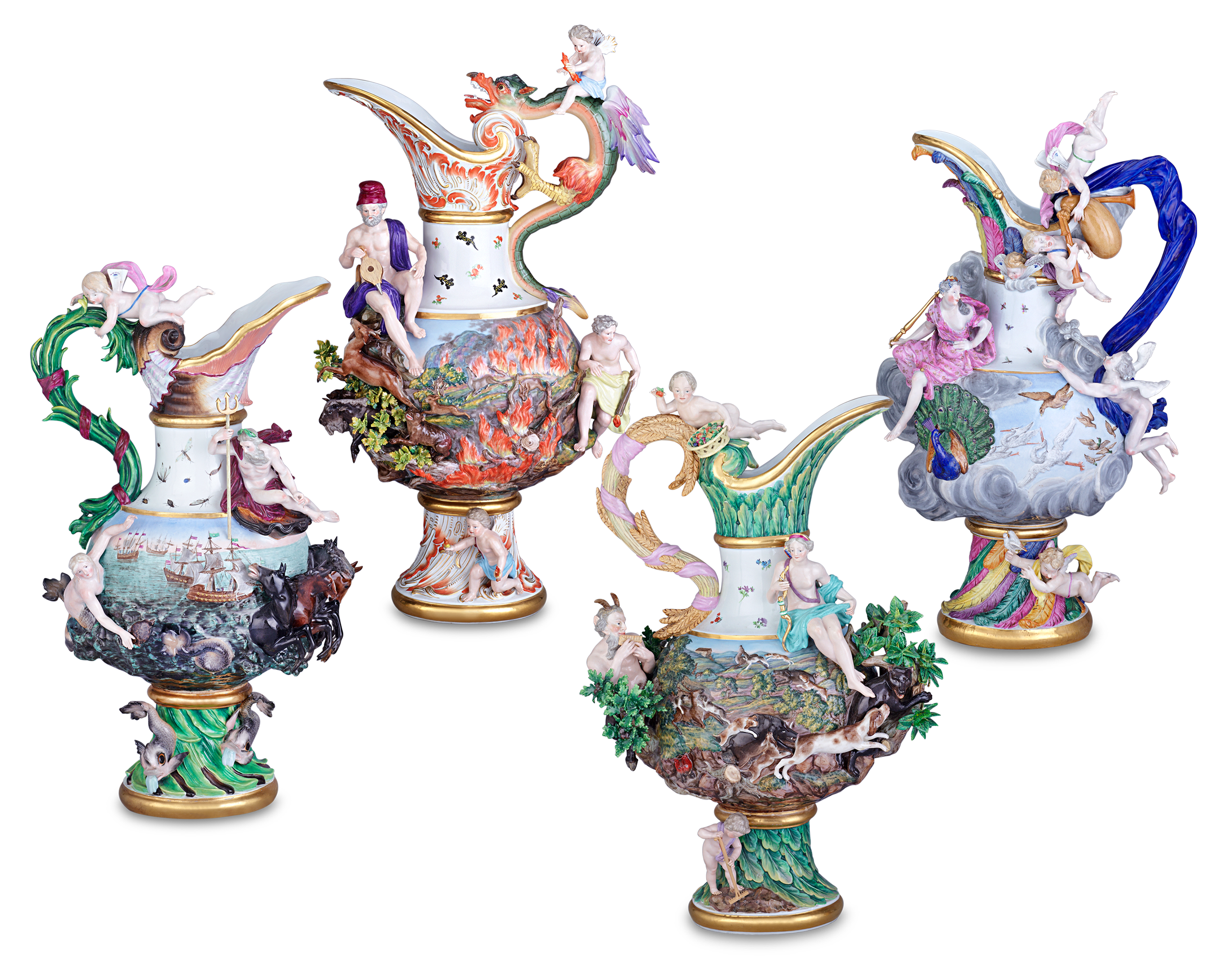 Meissen Four Elements Porcelain Ewers