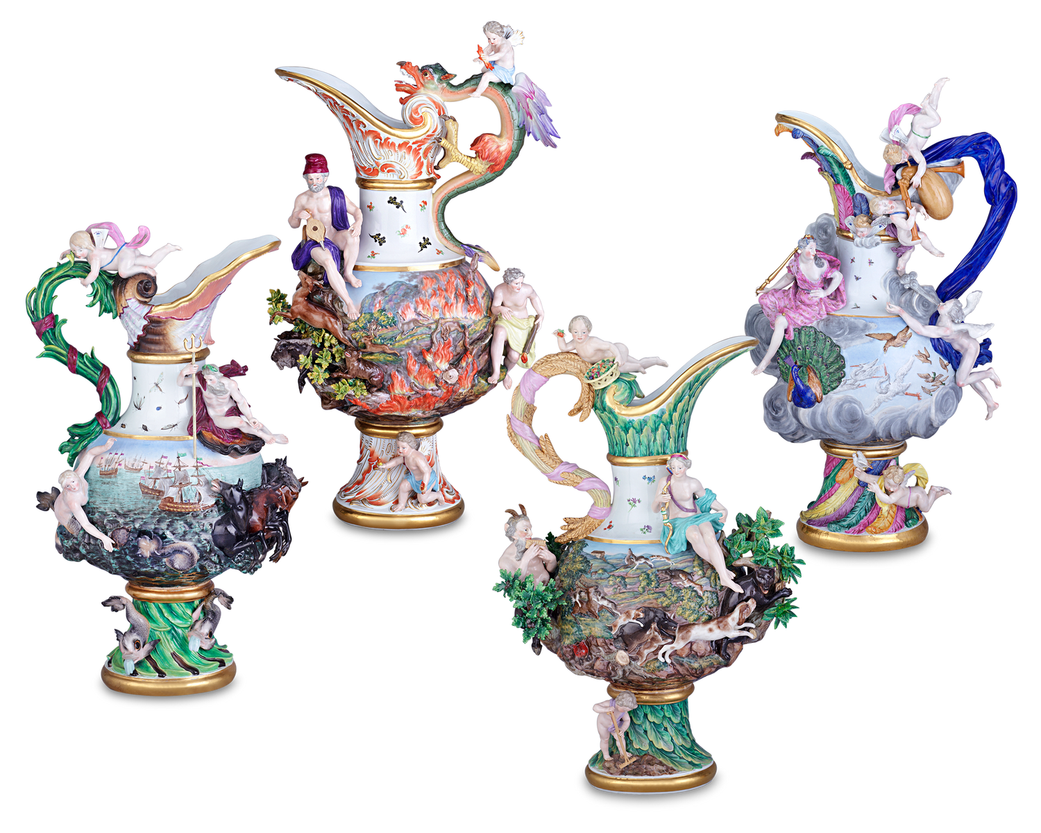 Meissen Four Elements Porcelain Ewers