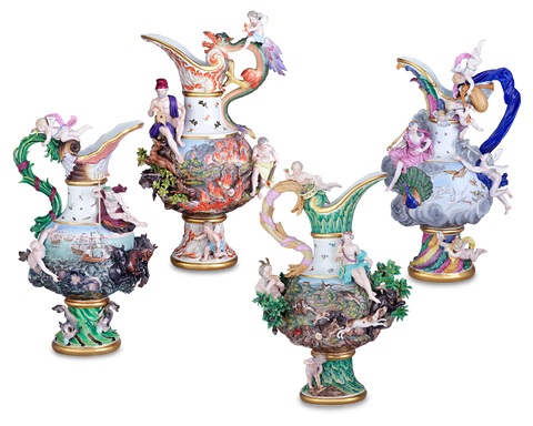 Meissen Four Elements Porcelain Ewers