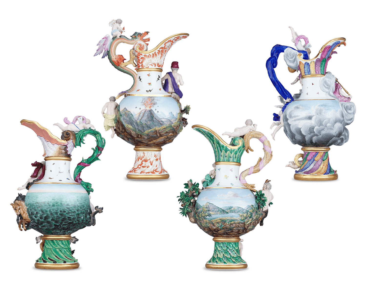 Meissen Four Elements Porcelain Ewers | M.S. Rau Meissen Four Elements Porcelain Ewers | M.S. Rau