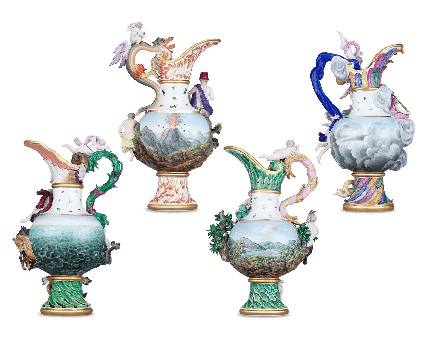 Meissen Four Elements Porcelain Ewers