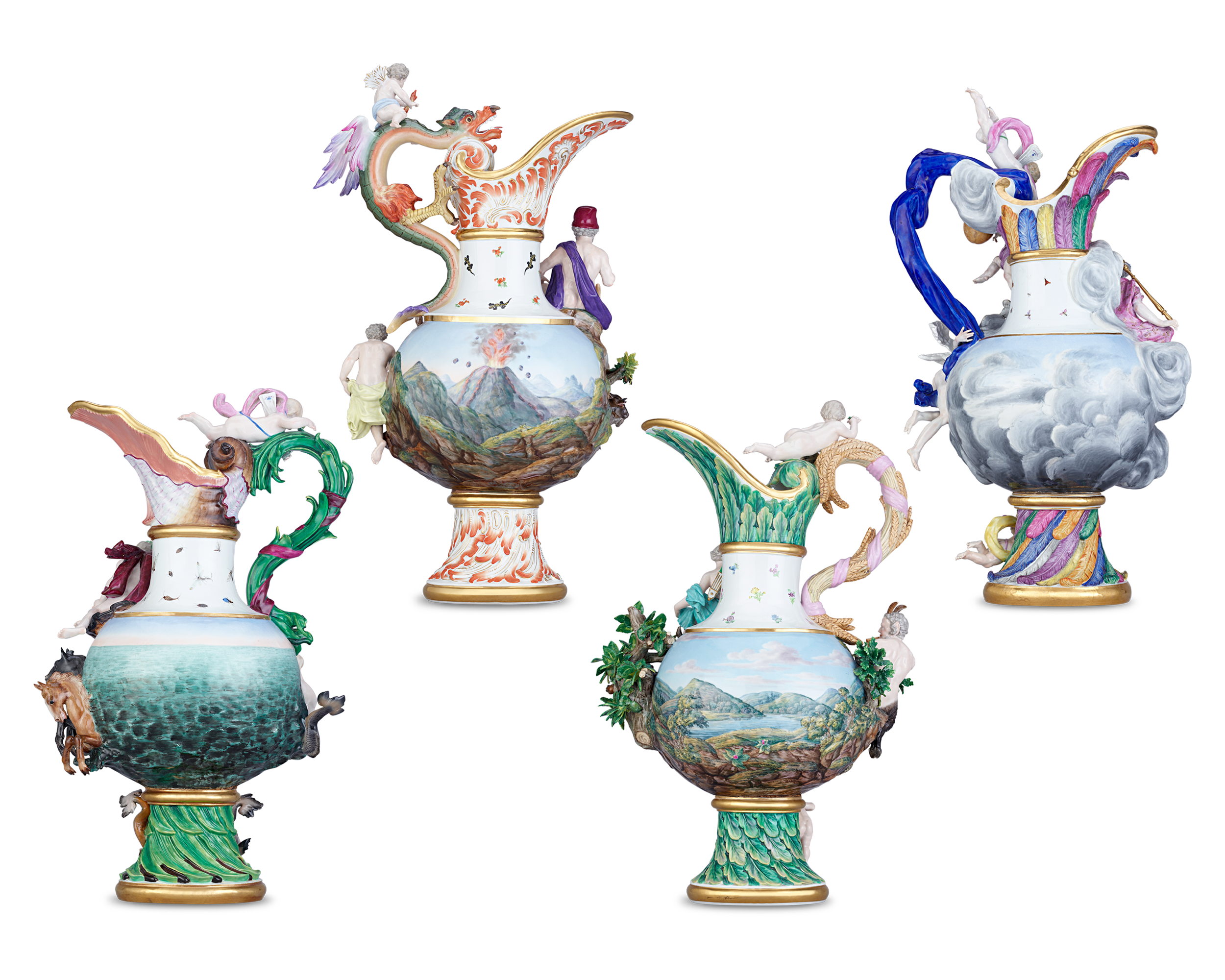 Meissen Four Elements Porcelain Ewers