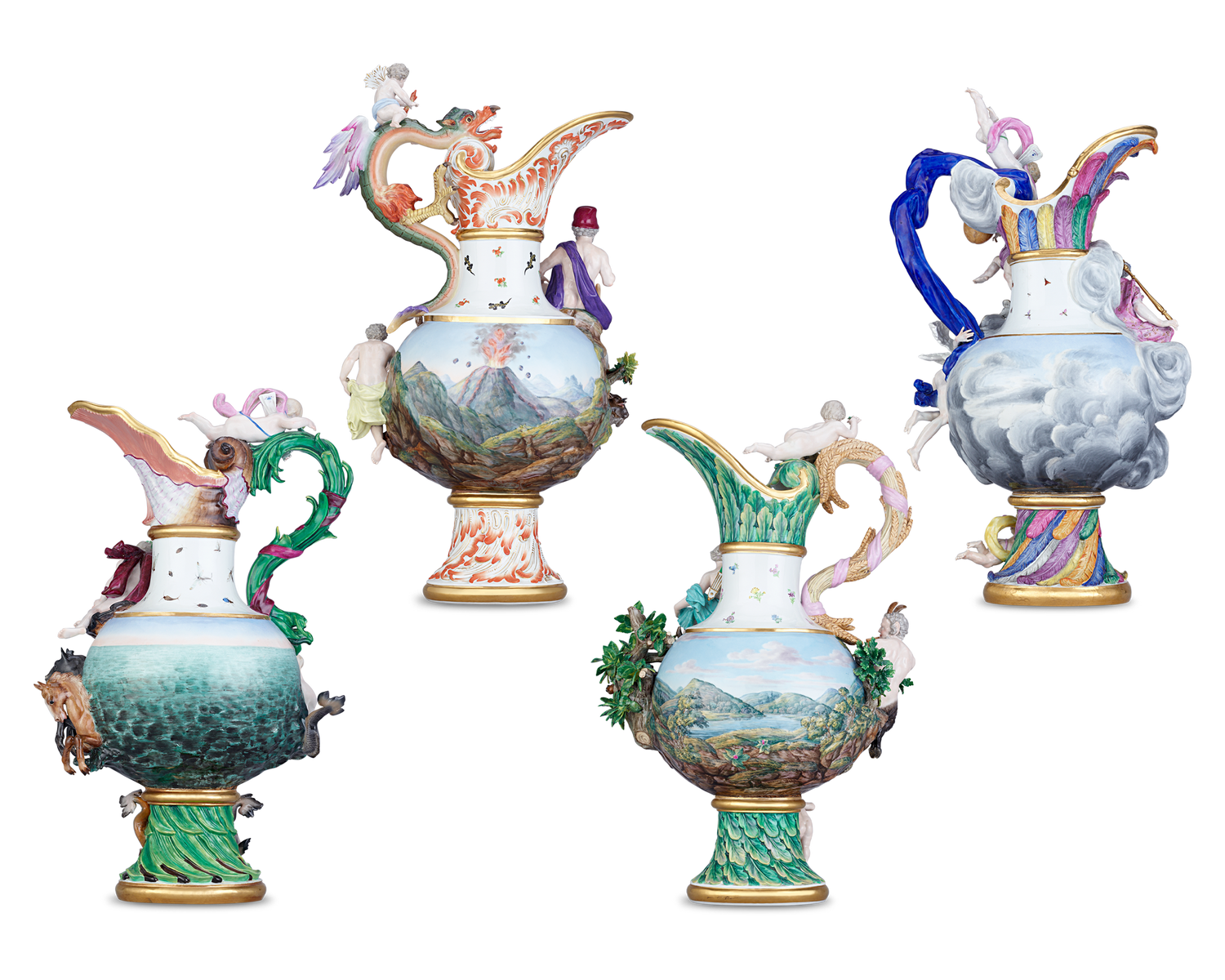 Meissen Four Elements Porcelain Ewers