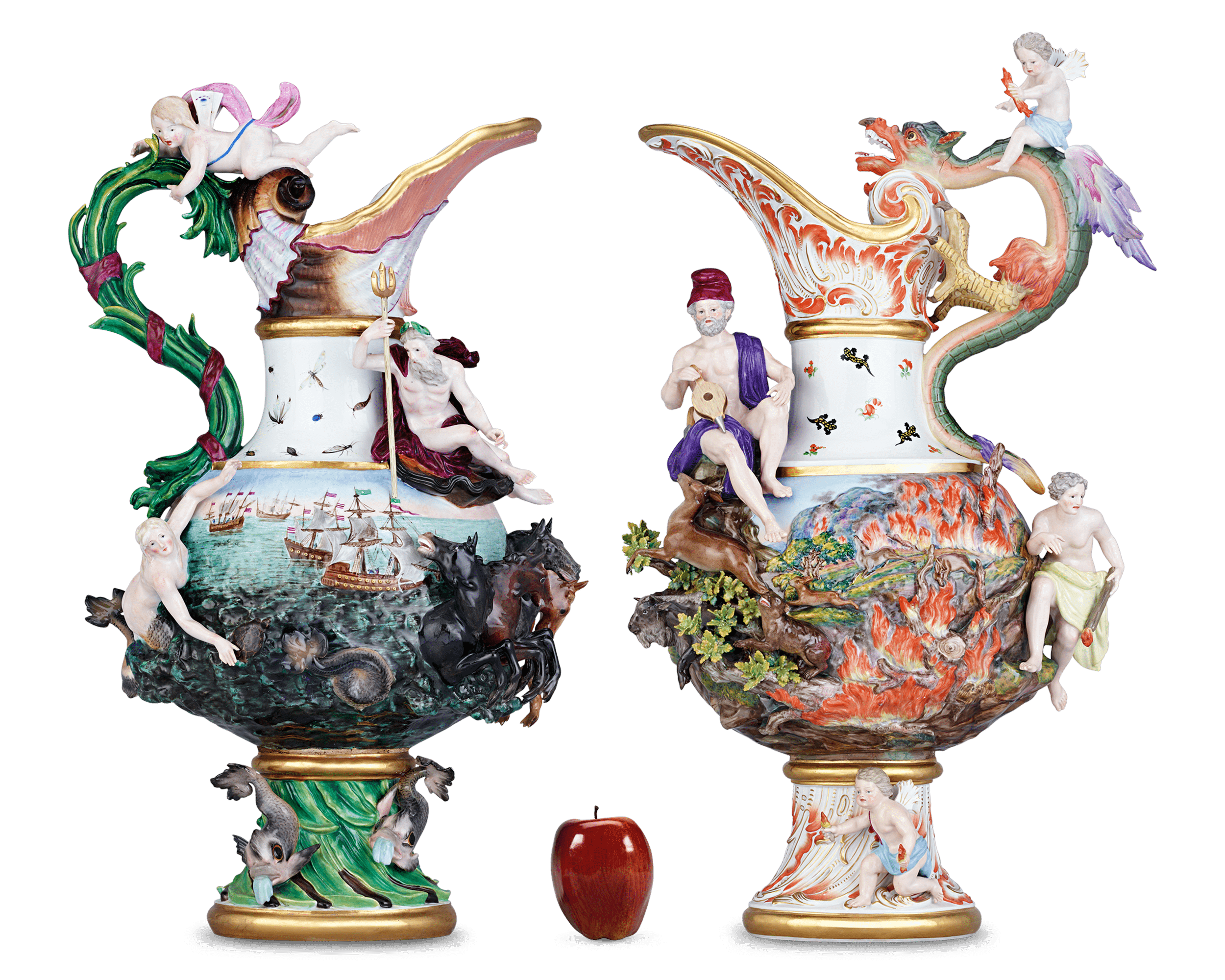 Meissen Four Elements Porcelain Ewers