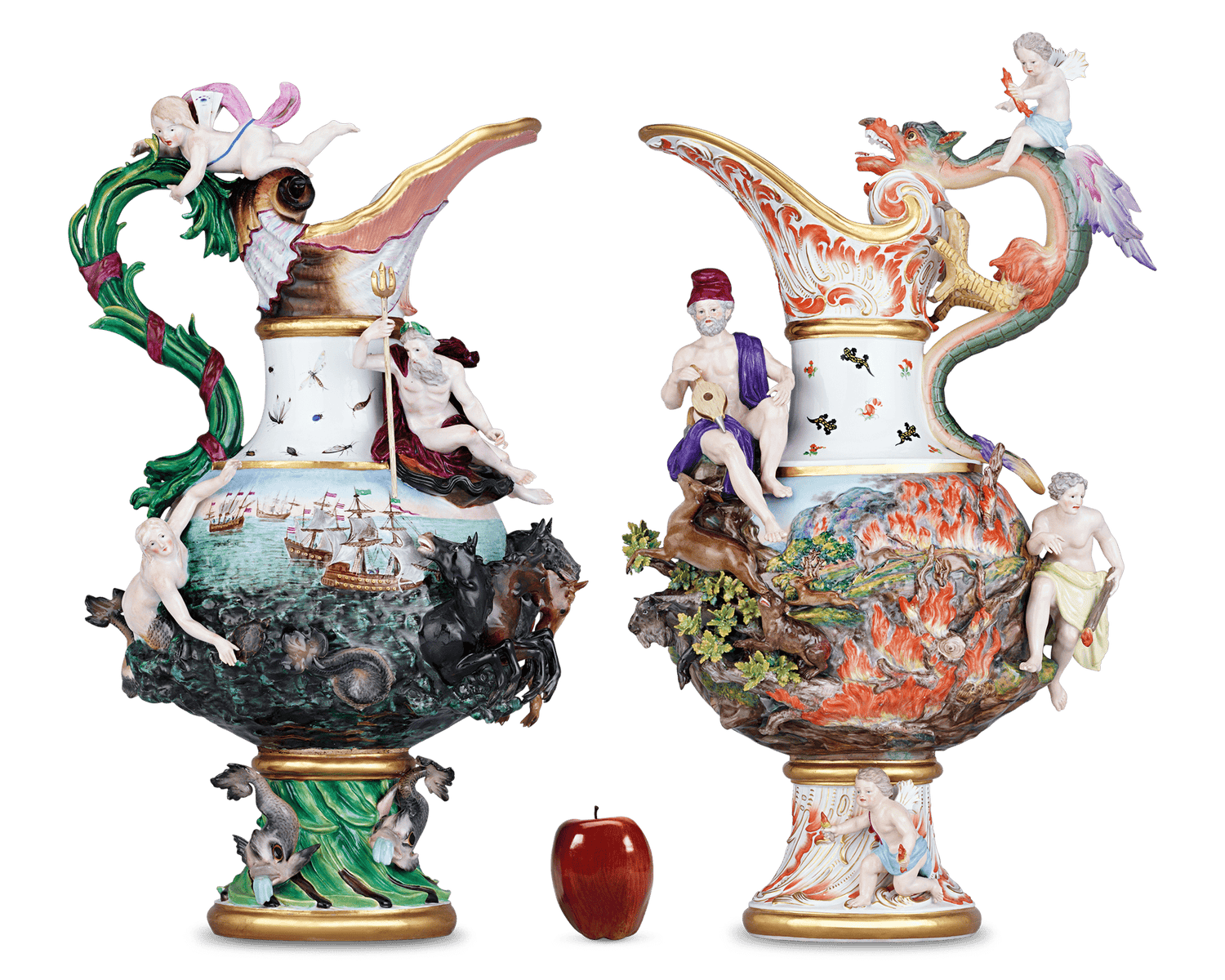 Meissen Four Elements Porcelain Ewers