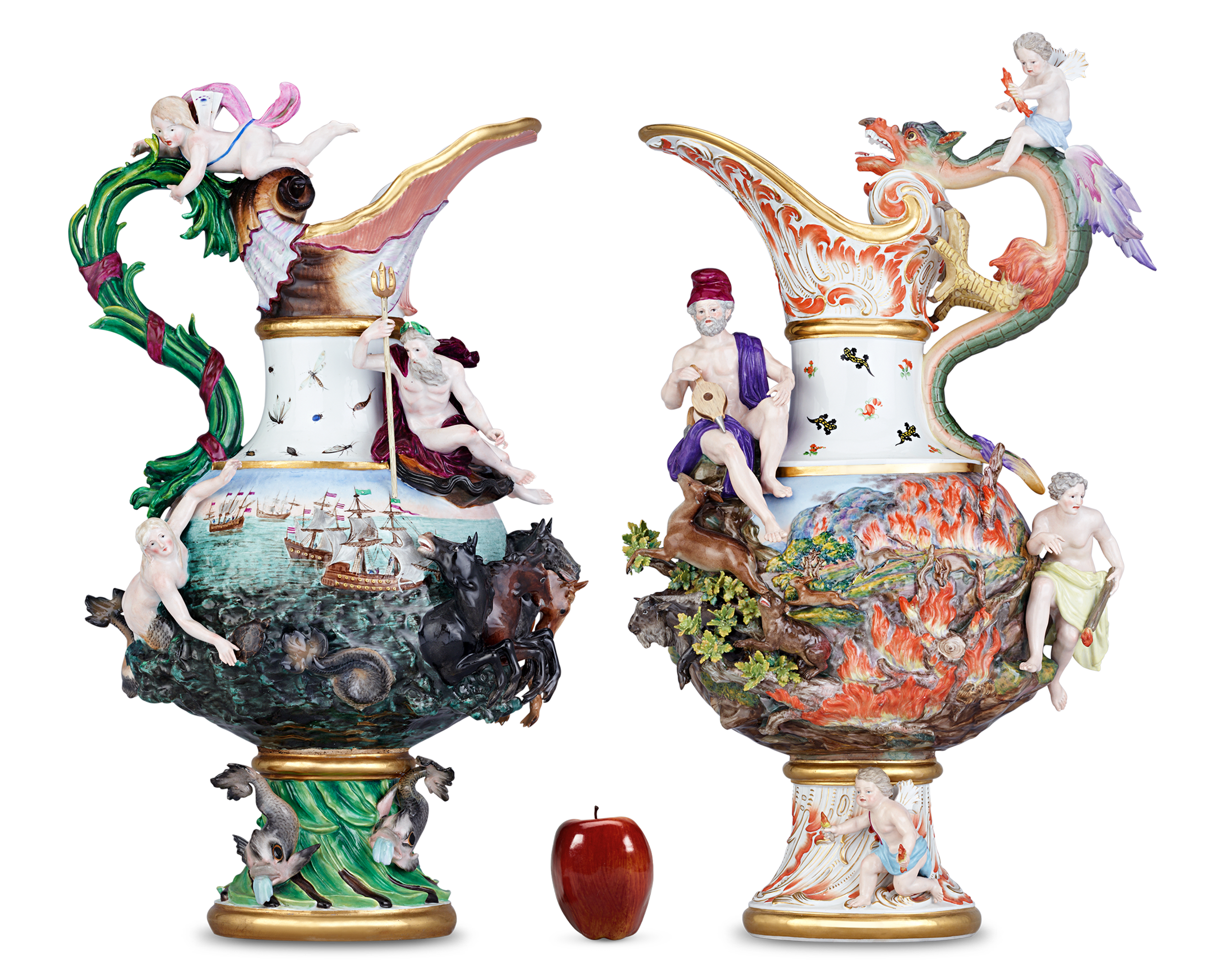 Meissen Four Elements Porcelain Ewers