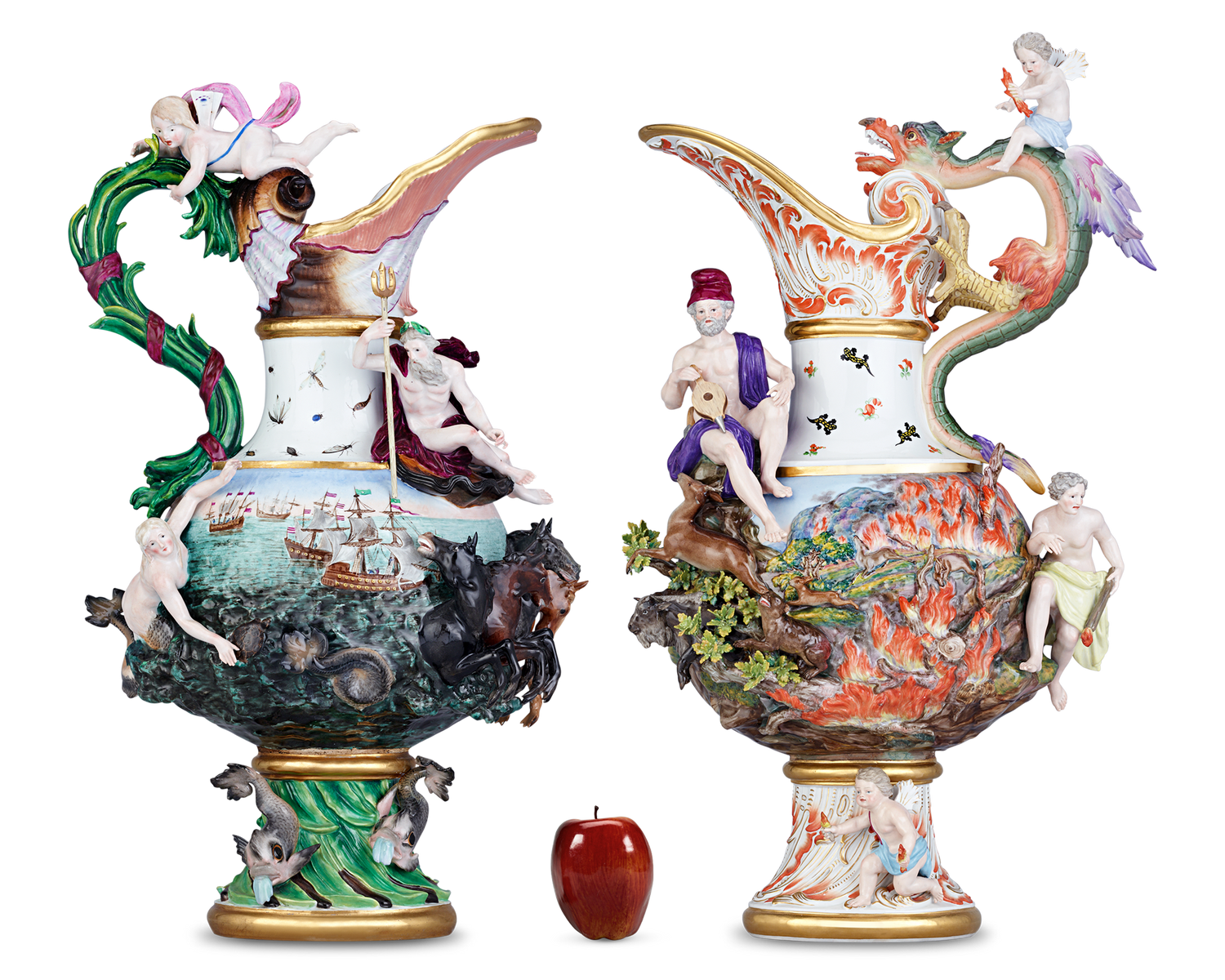 Meissen Four Elements Porcelain Ewers