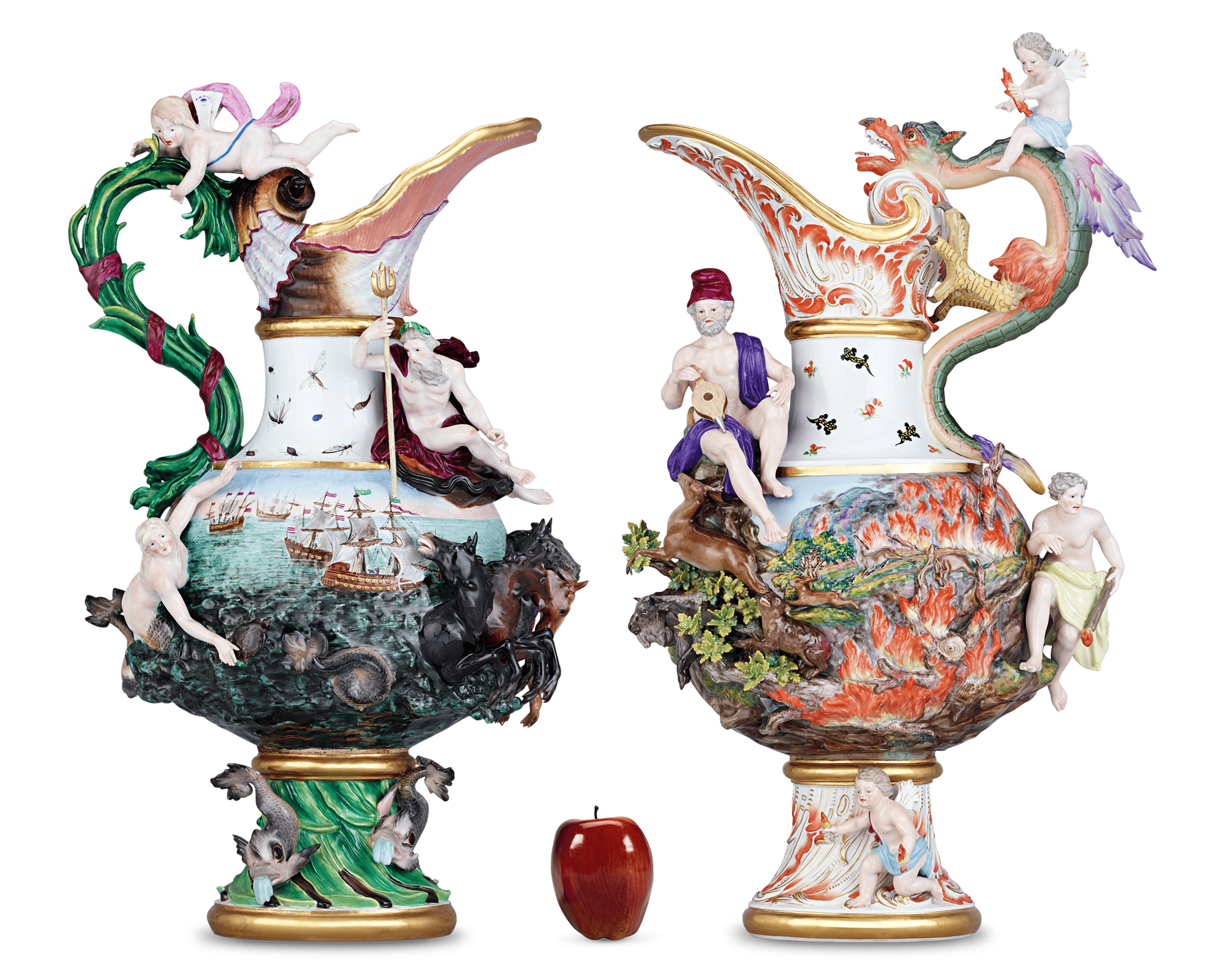 Meissen Four Elements Porcelain Ewers