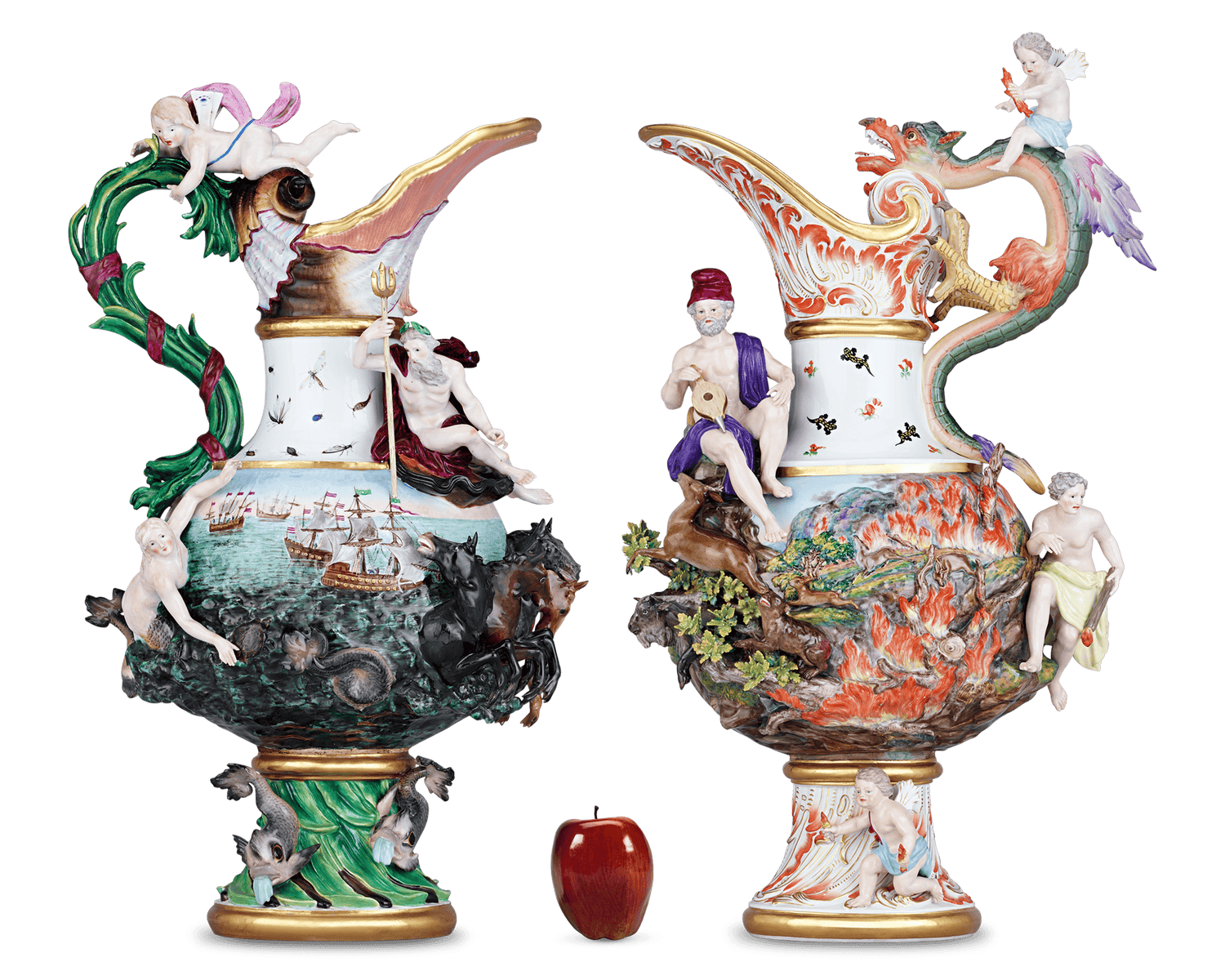 Meissen Four Elements Porcelain Ewers