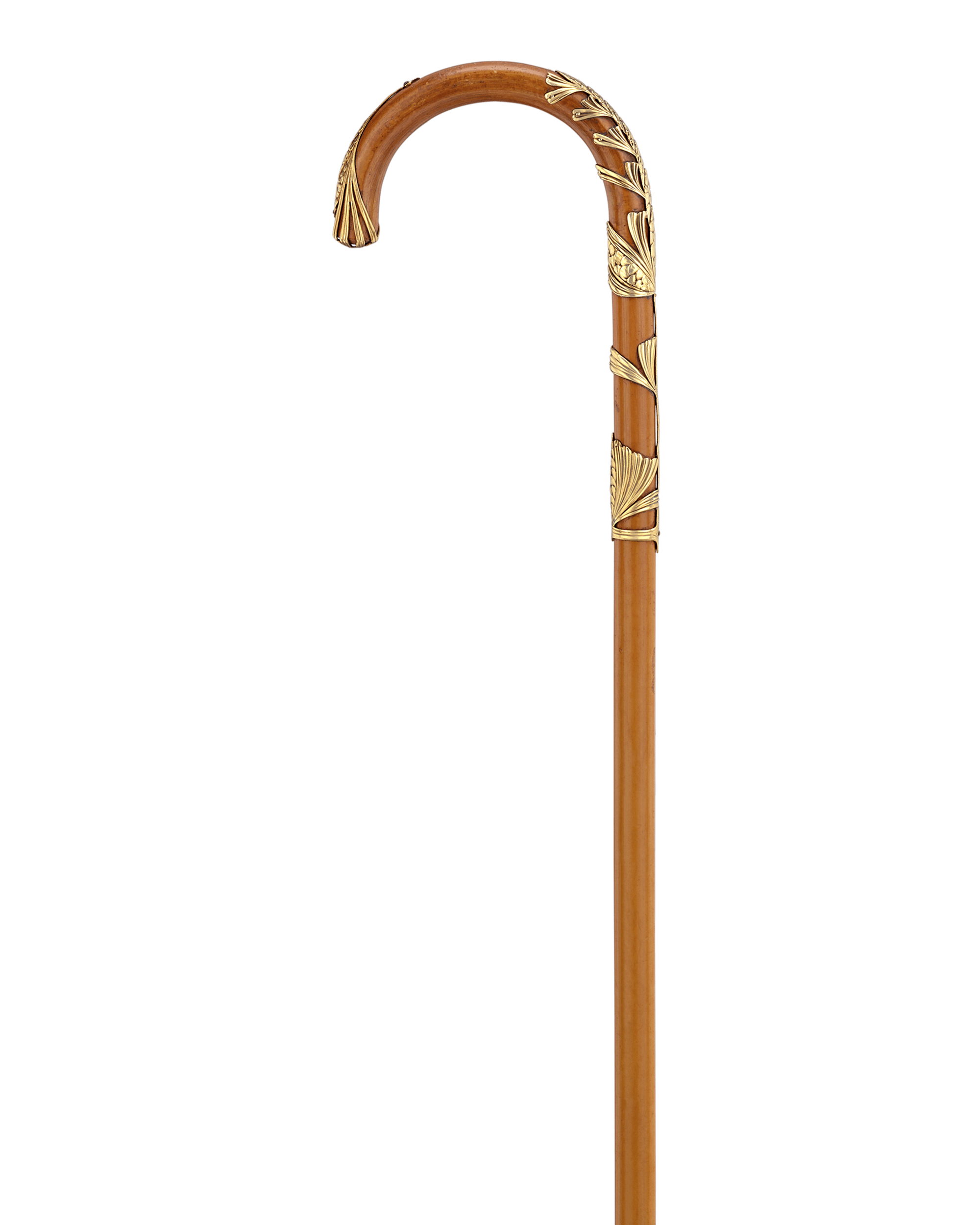 Art Nouveau Gold-Gilt Crook Handle Cane