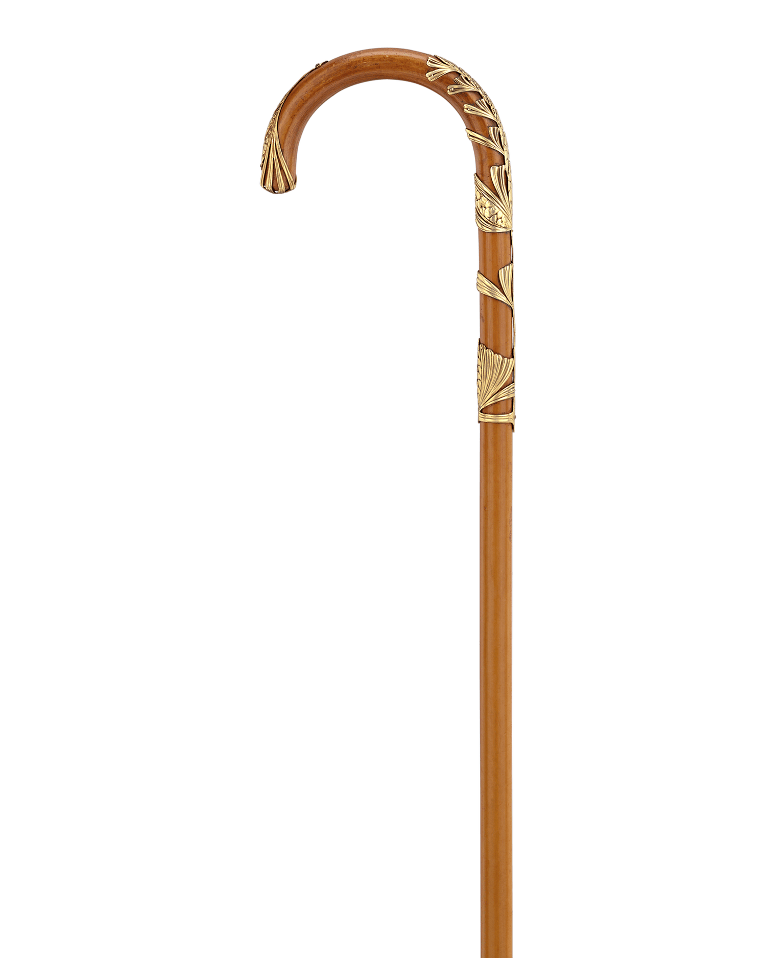 Art Nouveau Gold-Gilt Crook Handle Cane