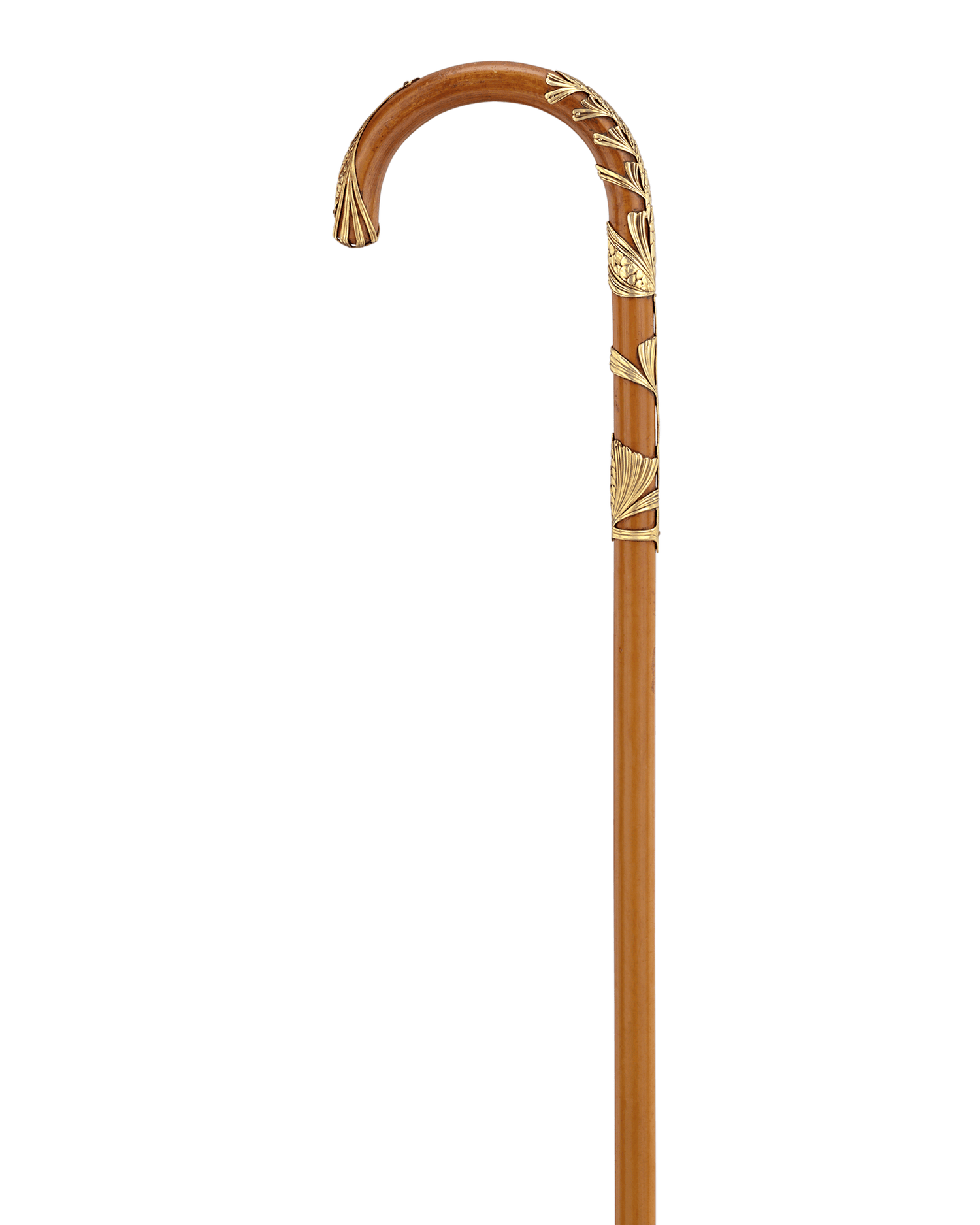 Art Nouveau Gold-Gilt Crook Handle Cane