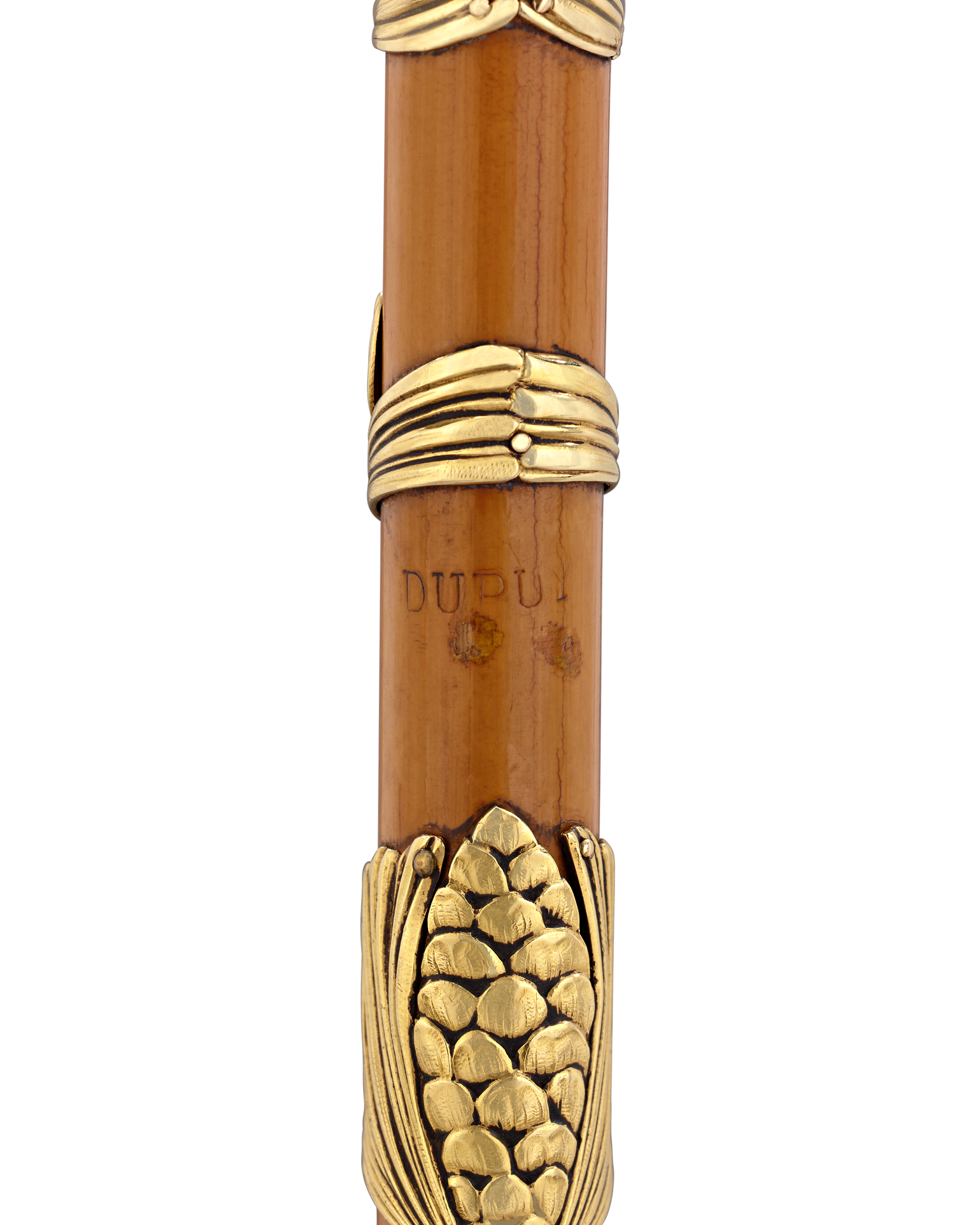 Art Nouveau Gold-Gilt Crook Handle Cane