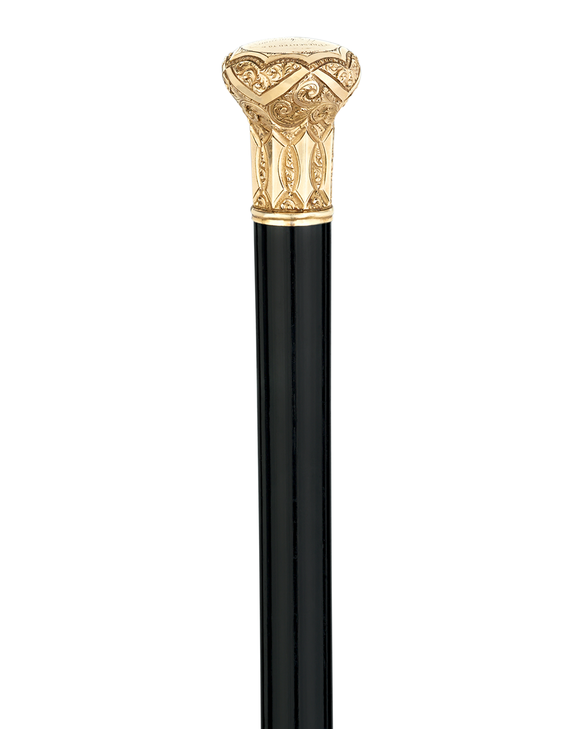 Ebonized Wood Gold Knob Presentation Cane