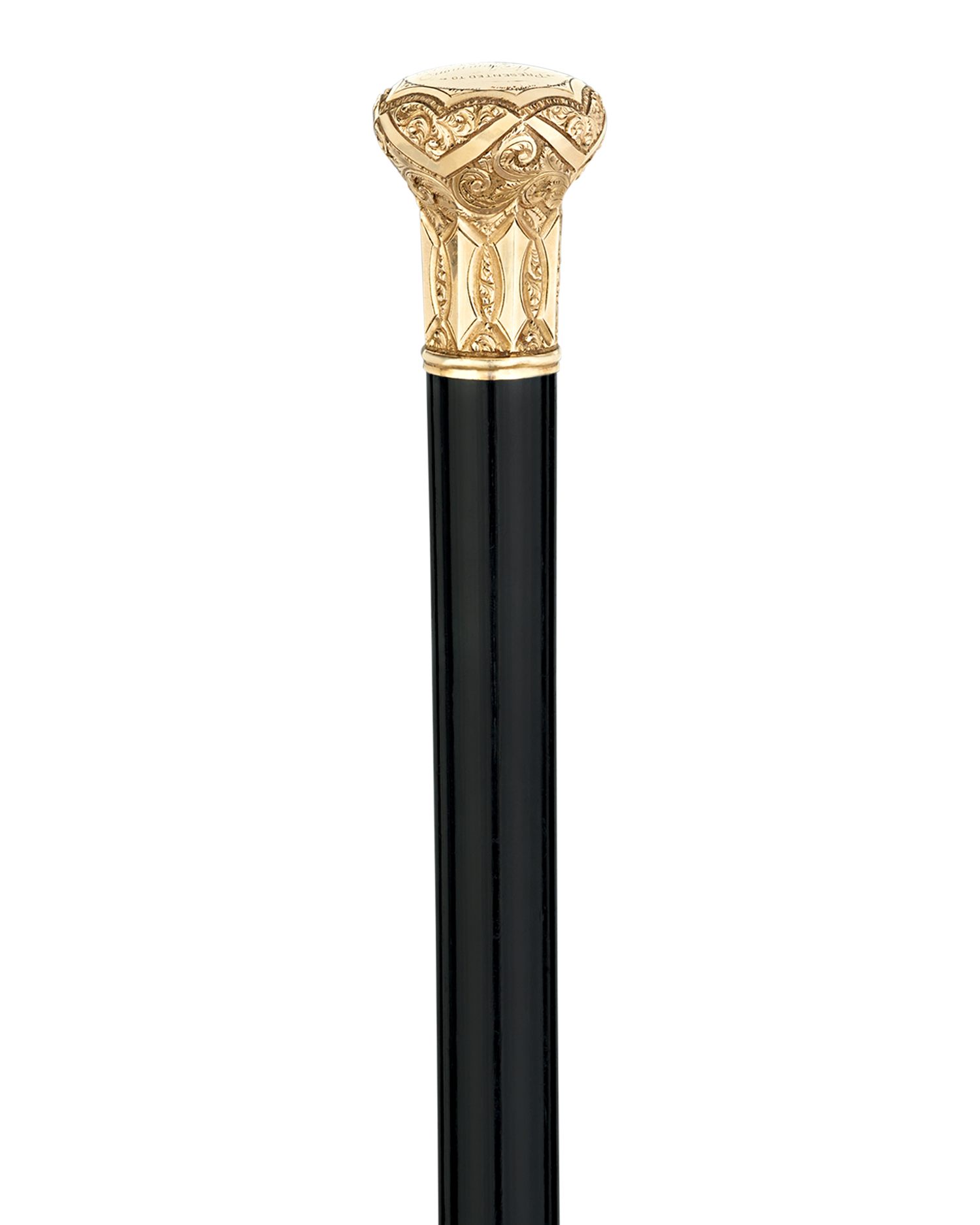 Ebonized Wood Gold Knob Presentation Cane