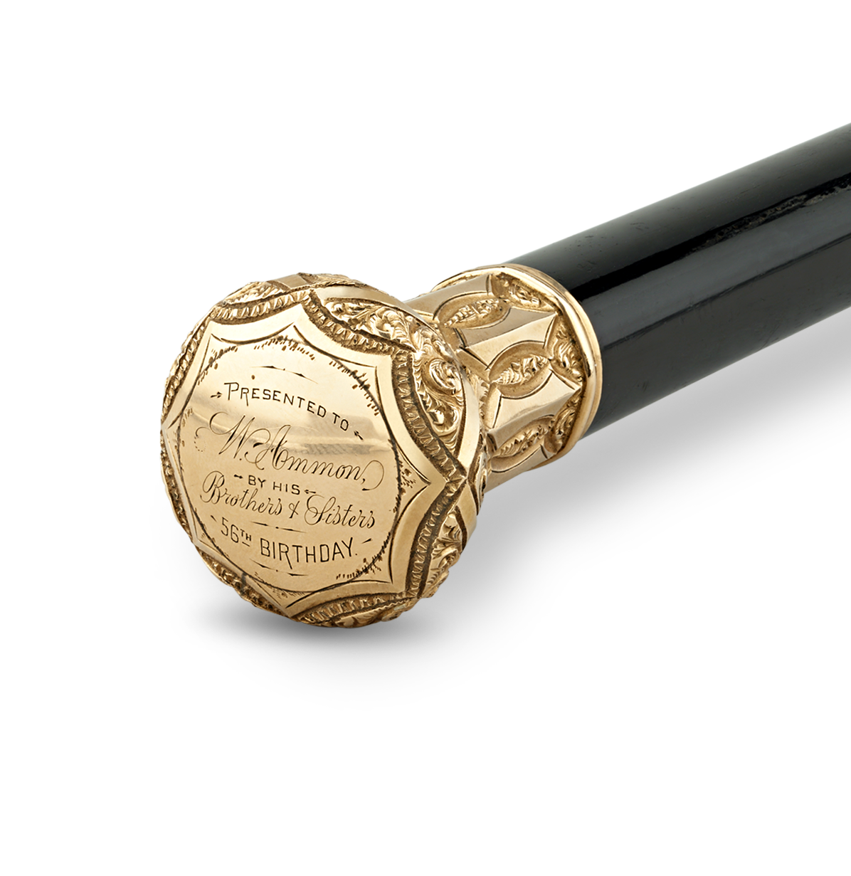 Ebonized Wood Gold Knob Presentation Cane