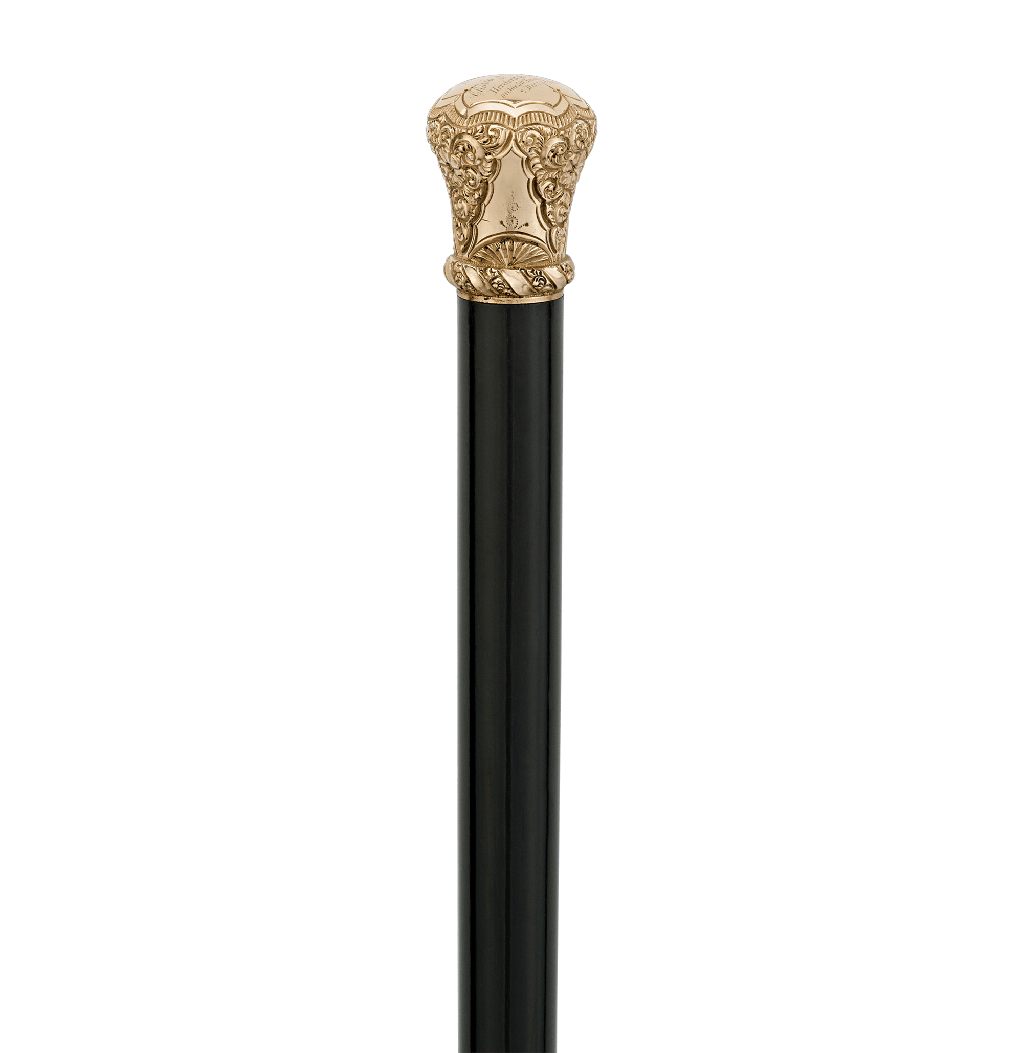 Ebonized Wood Gold-Knob Presentation Cane