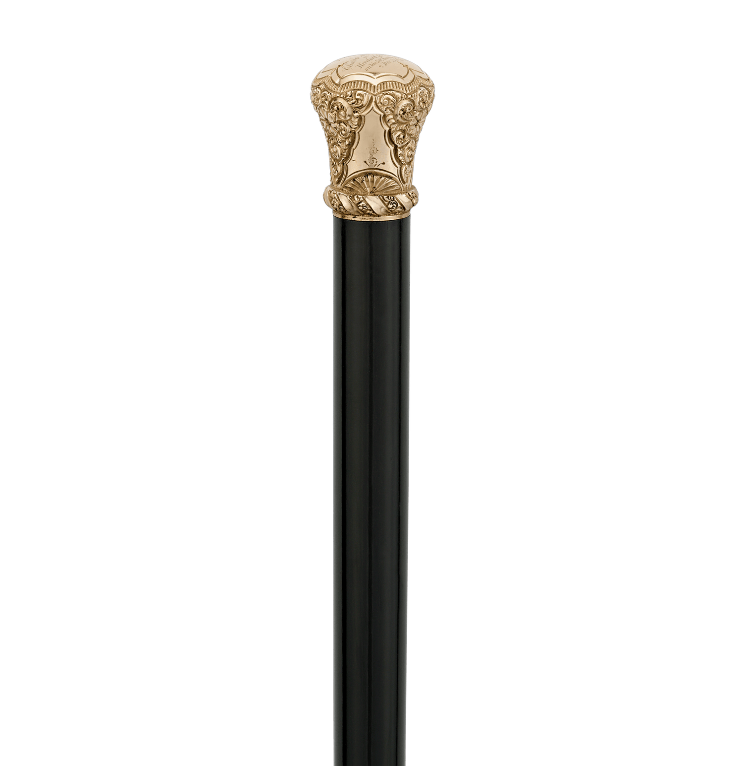 Ebonized Wood Gold-Knob Presentation Cane