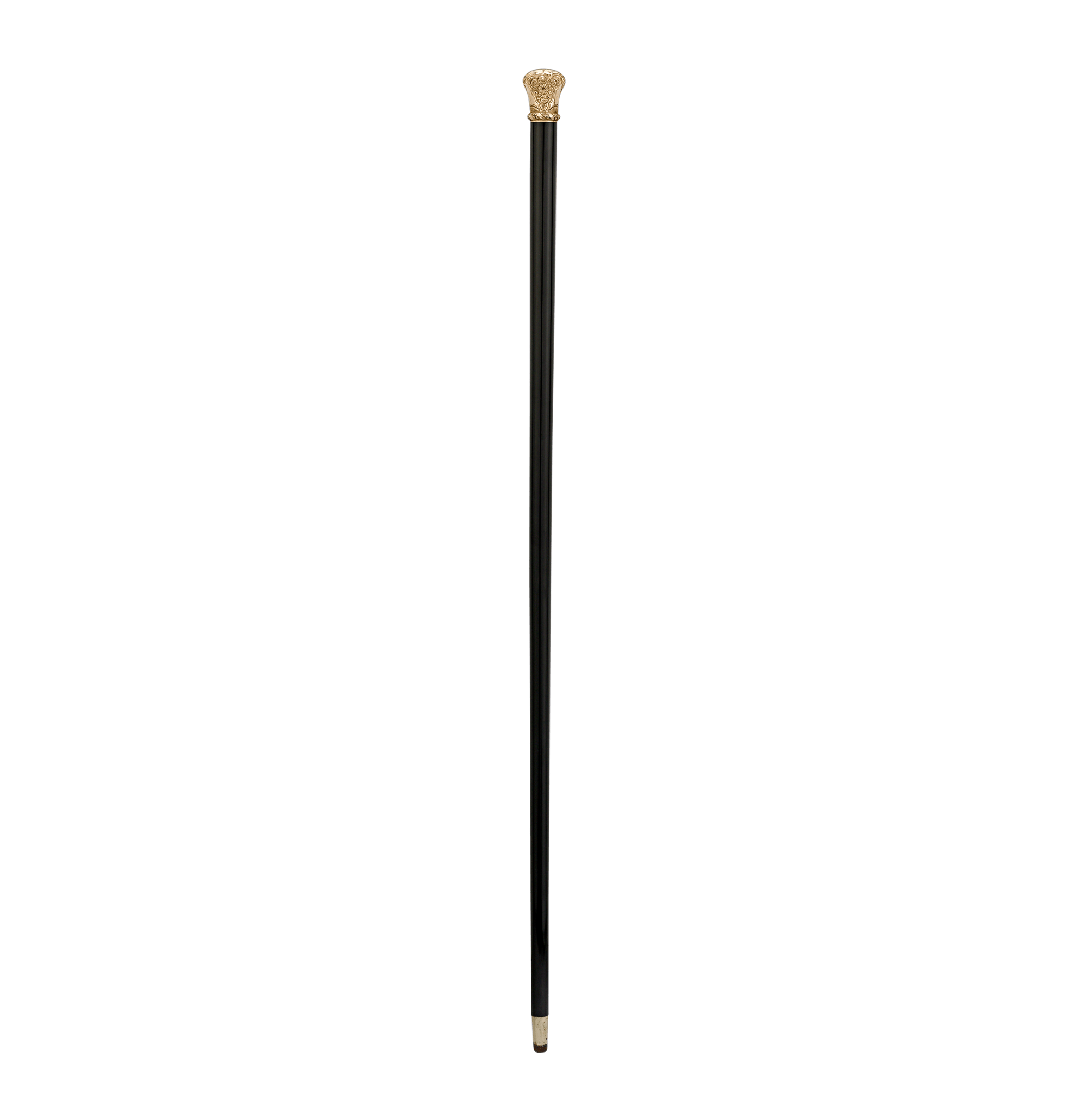 Ebonized Wood Gold-Knob Presentation Cane